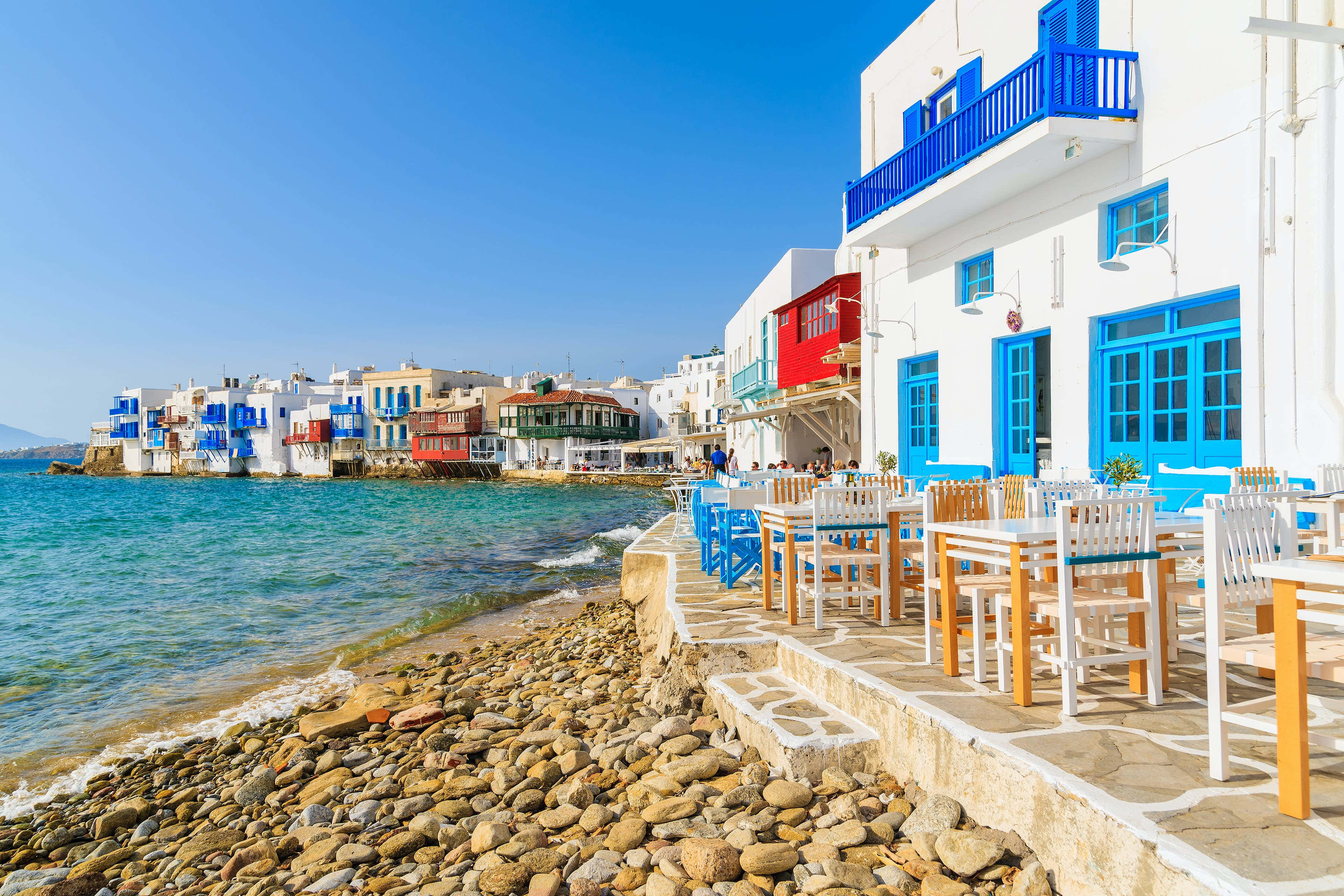 Greek Beach, sun-drenched coastal path, turquoise waters, 2K Desktop Wallpaper