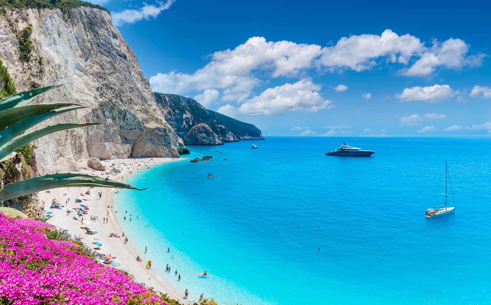 Greek Beach, turquoise bay, white-sand beach, HD Desktop Wallpaper