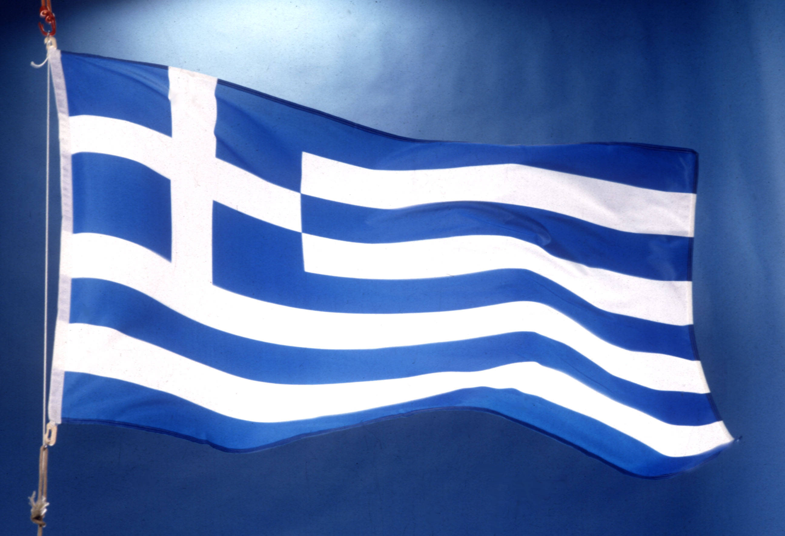 Greek flag, blue backdrop, blue and white stripes, 2K Desktop Wallpaper