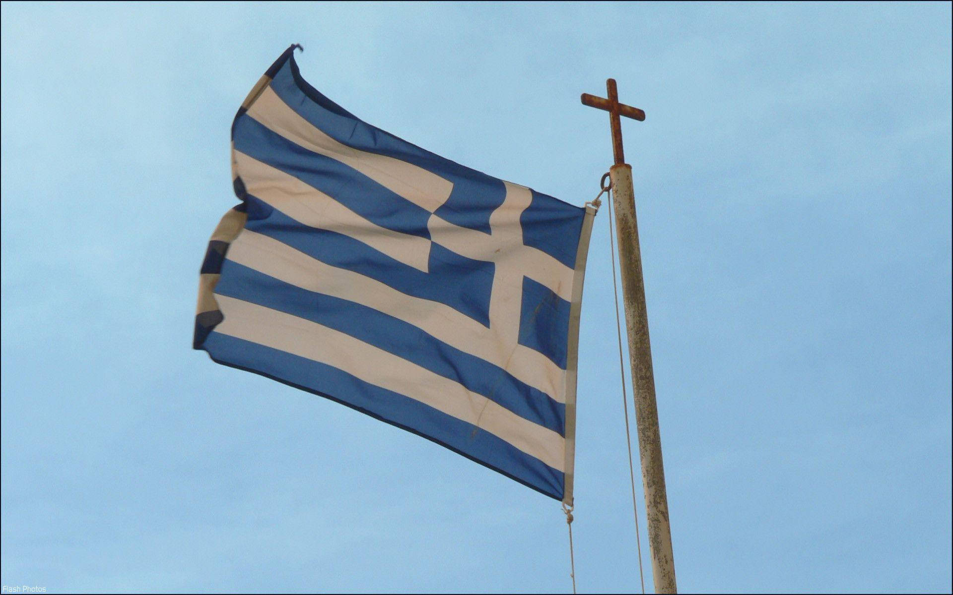 Greek flag, blue and white stripes, cross, Full HD Desktop Wallpaper