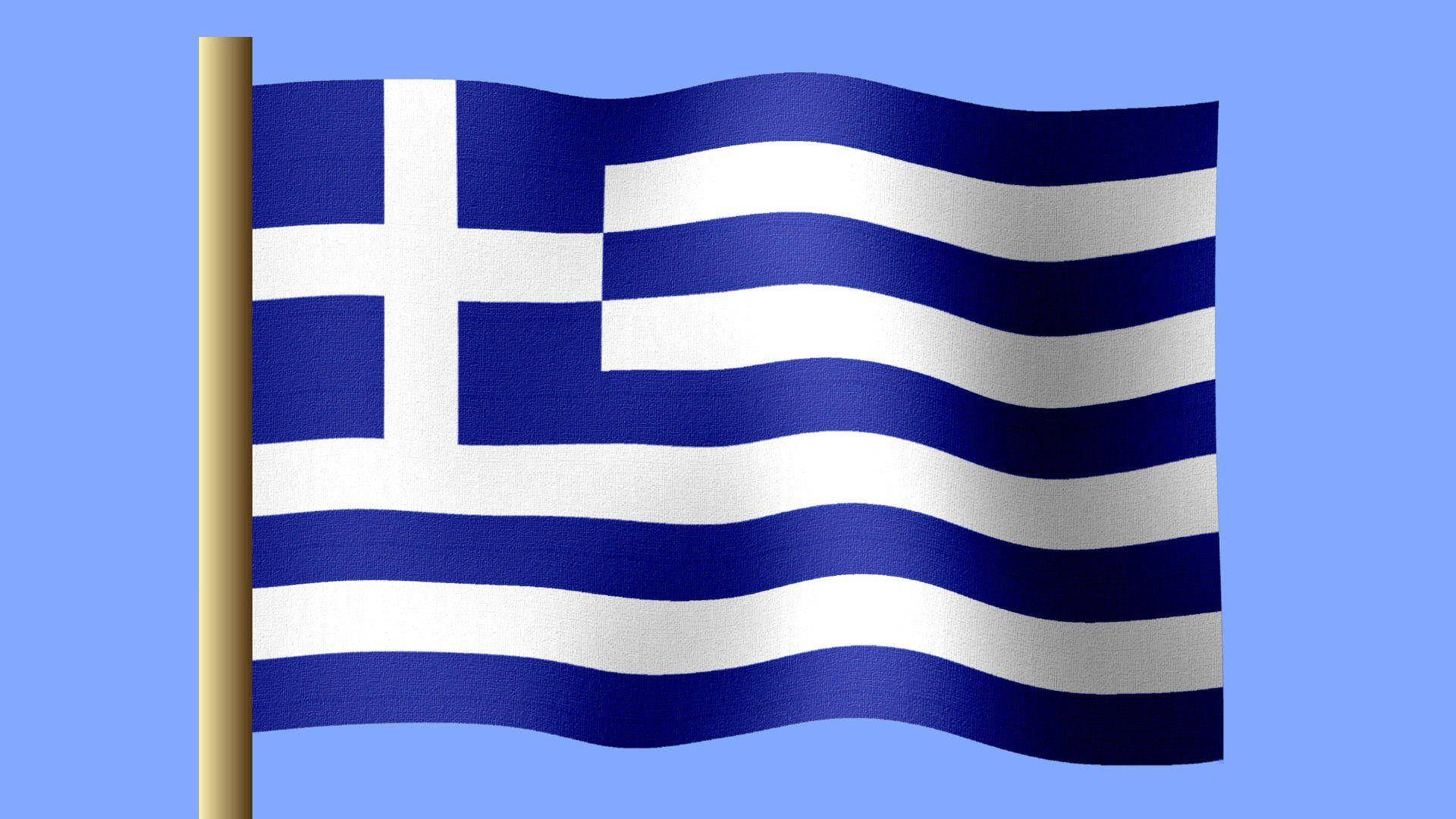 Greek flag, blue and white stripes, cross waves, Full HD Desktop Wallpaper