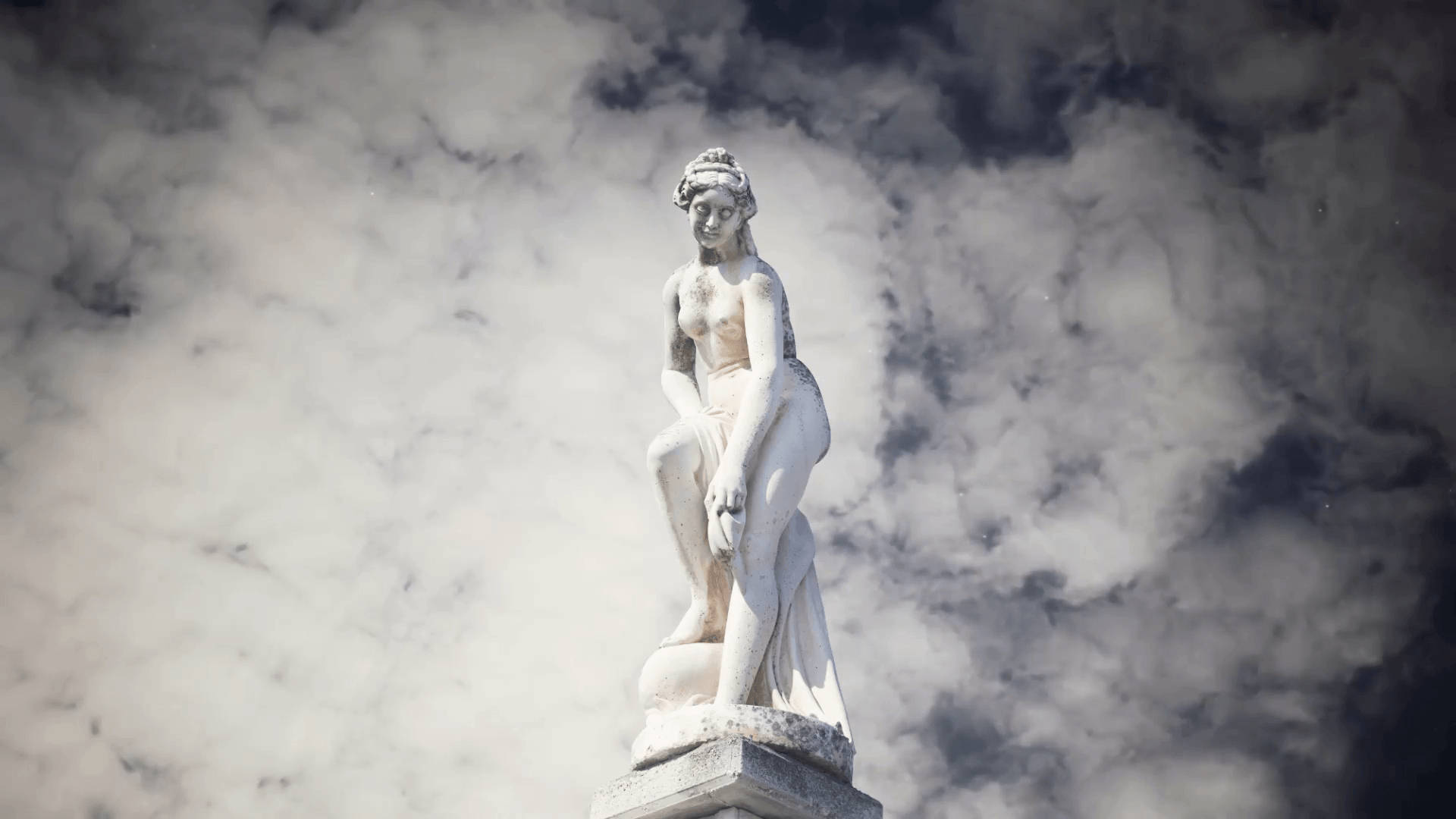 womanly greek statue, classical white marble statue, seated woman, Full HD Desktop Wallpaper