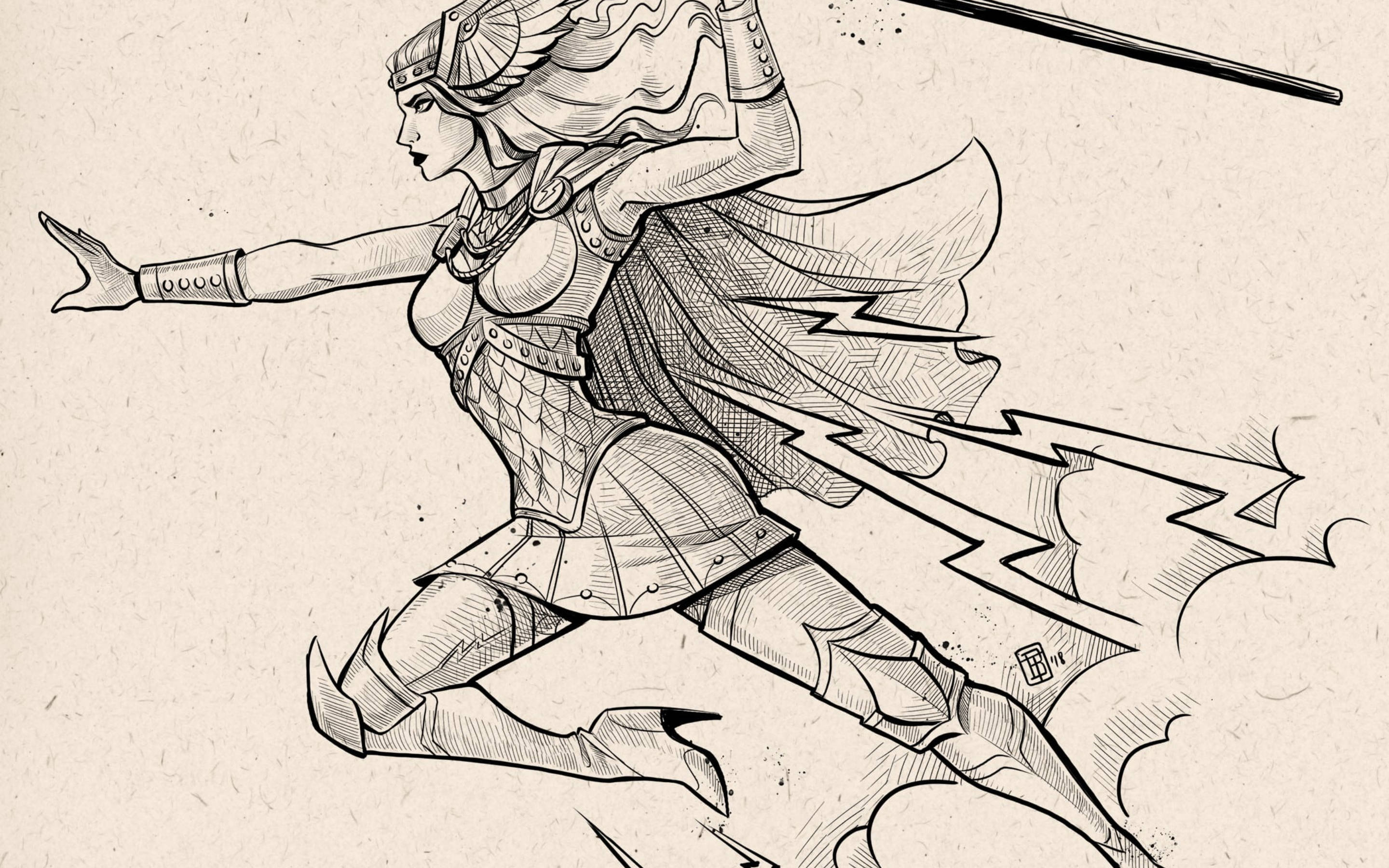 Greek God, warrior woman, detailed armor, 2K Desktop Wallpaper