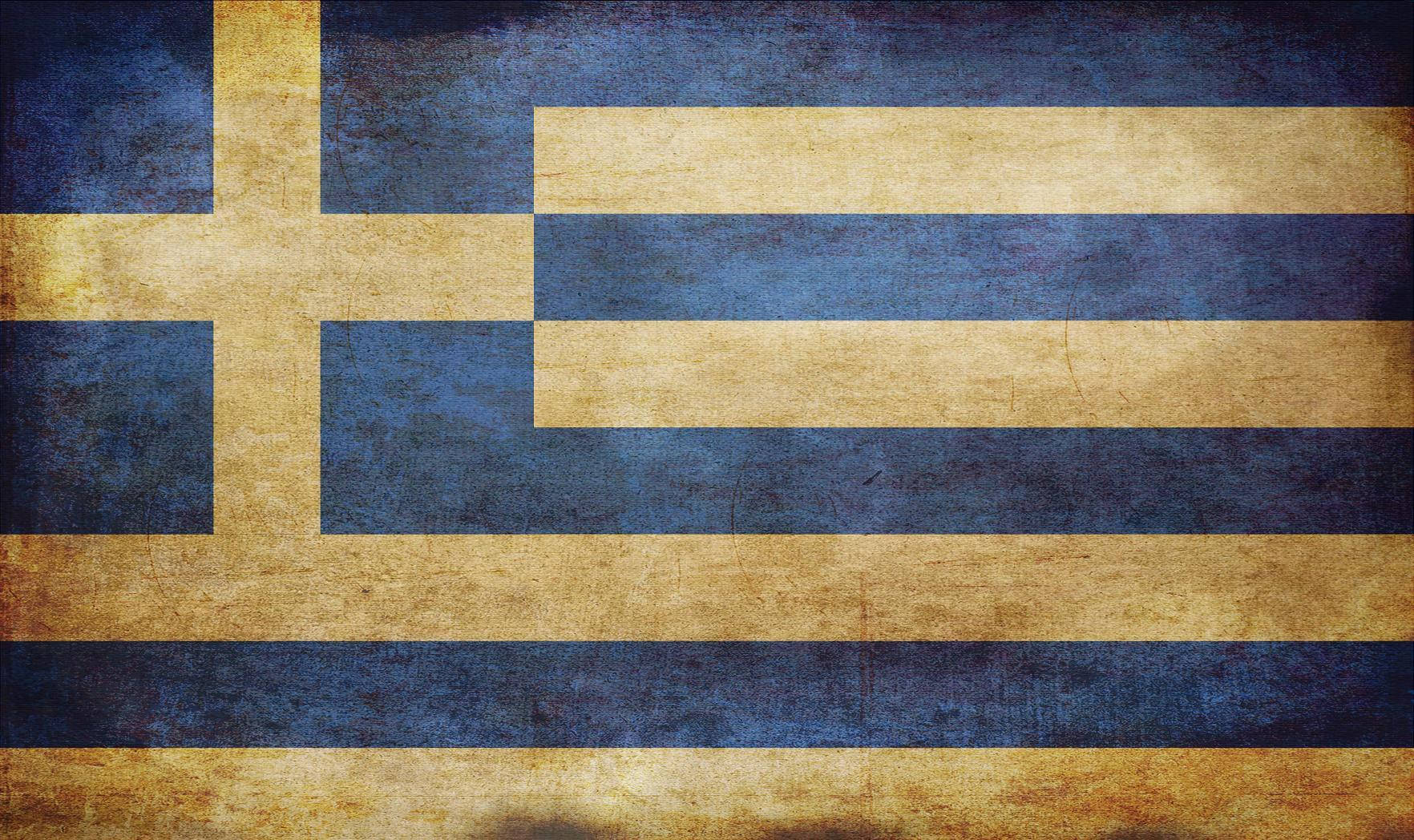 Greek flag, blue and gold stripes, cross, HD Desktop Wallpaper