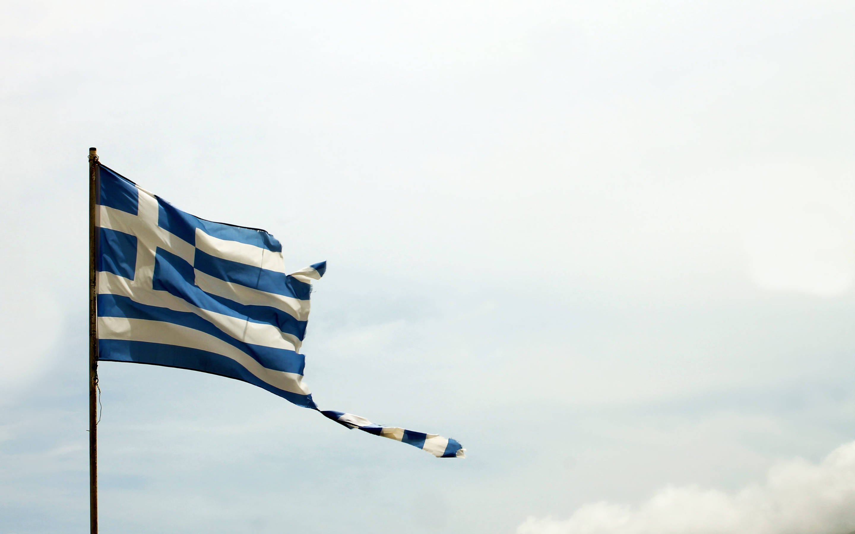 Greek flag, blue and white stripes, cross, 2K Desktop Wallpaper