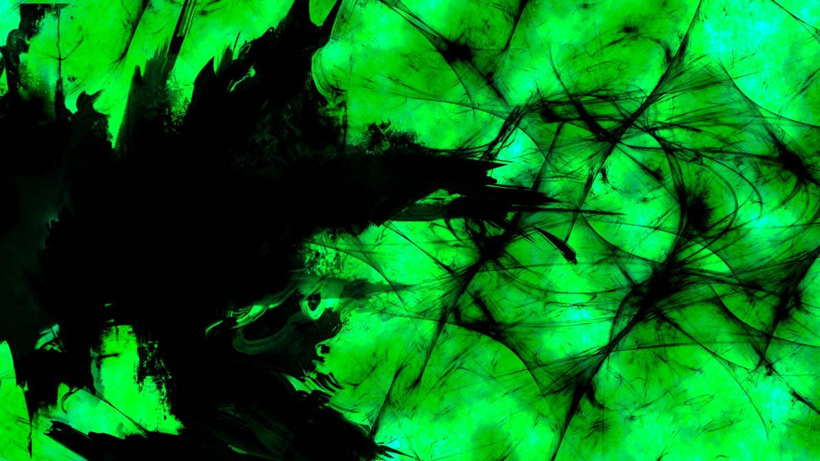 neon green, abstract, black ink splatters, SD Desktop Wallpaper