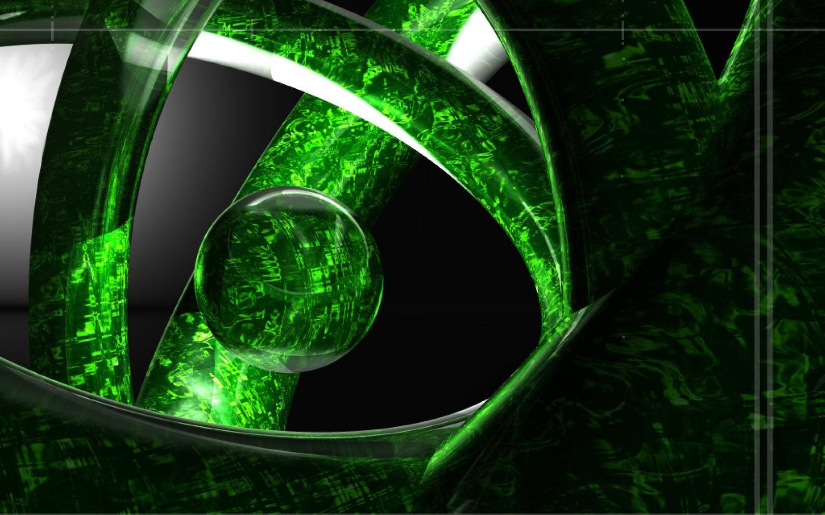 green glass abstract, glowing green digital eye, swirling circuit-like tubes, HD Desktop Wallpaper