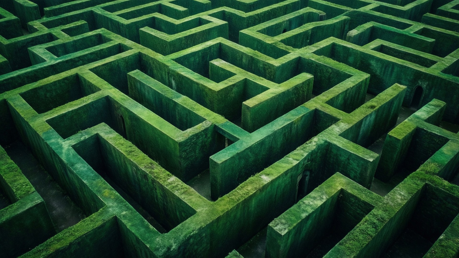 green maze abstract, aerial view, vast stone maze, Full HD Desktop Wallpaper