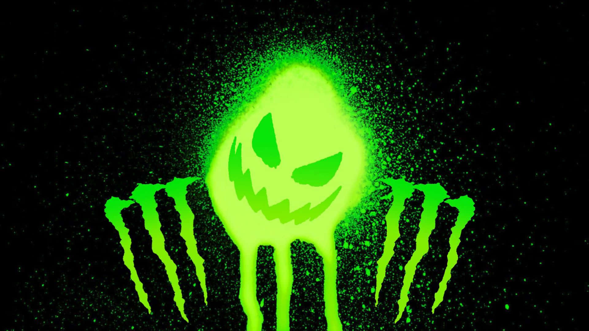green aesthetic desktop, glowing green, monstrous face, Full HD Desktop Wallpaper