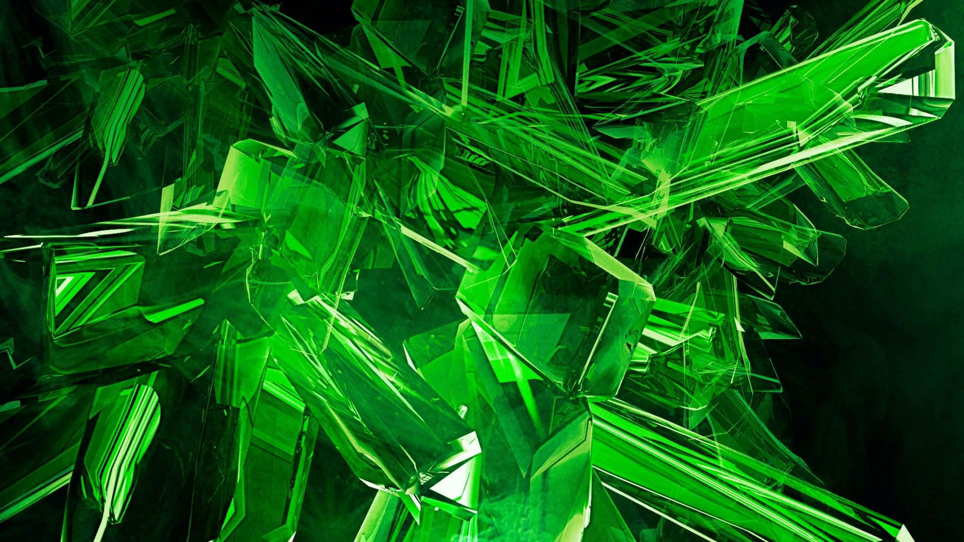 green crystals, black background, vibrant green, Full HD Desktop Wallpaper