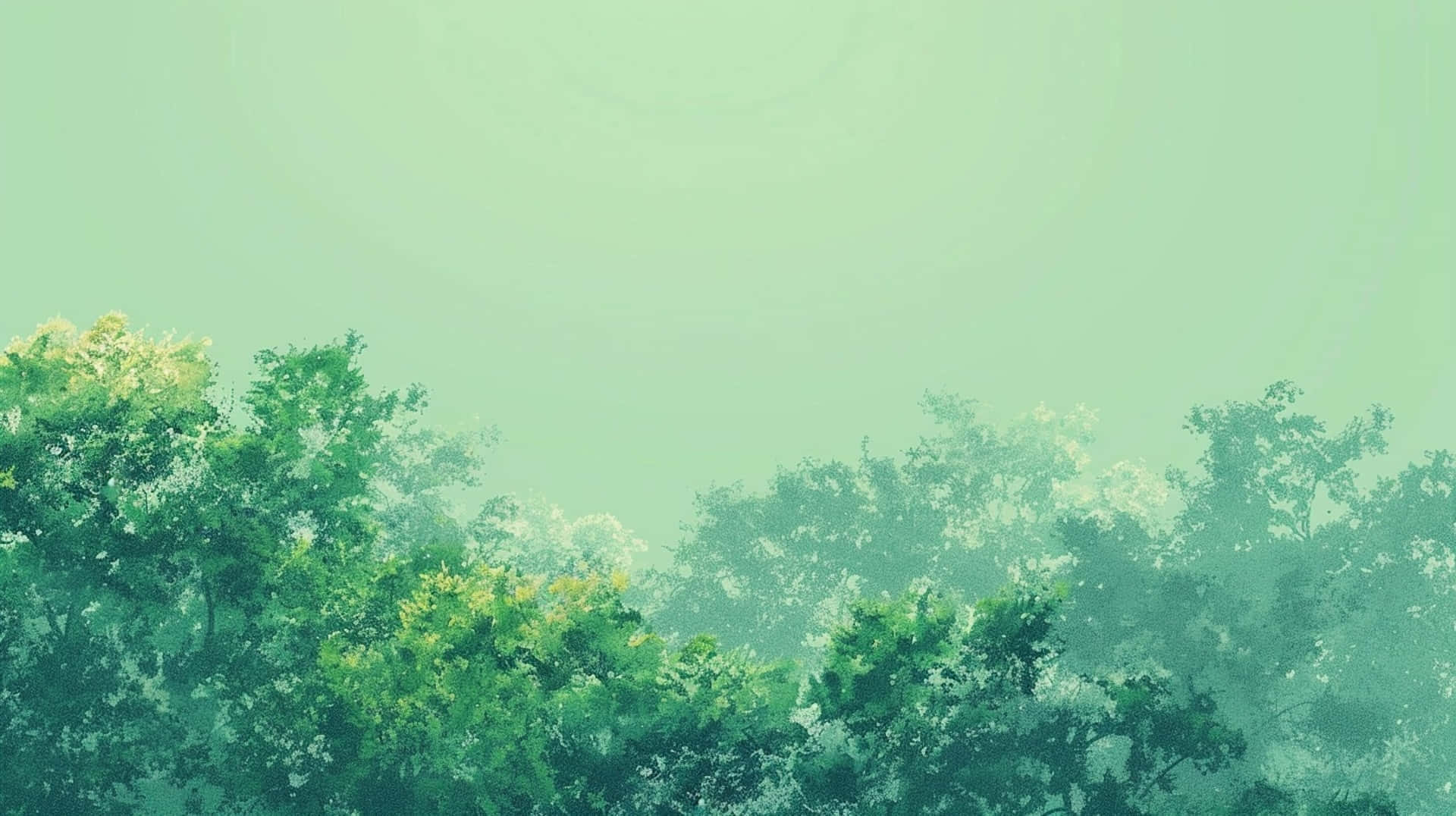 Green Aesthetic, treetop backdrop, misty forest canopy, Full HD Desktop Wallpaper