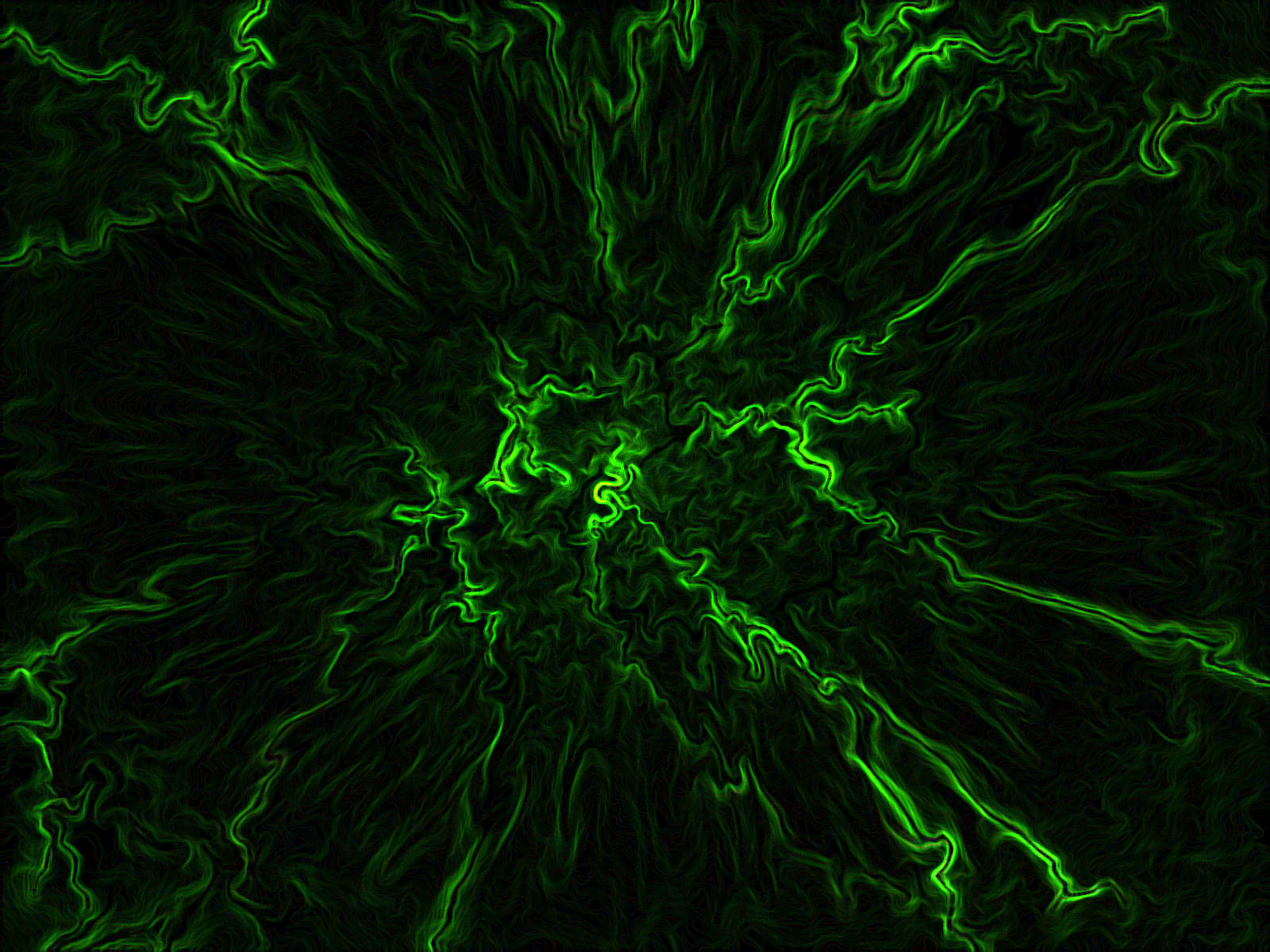 neon green, fractal lightning bolts, deep black background, HD Desktop Wallpaper