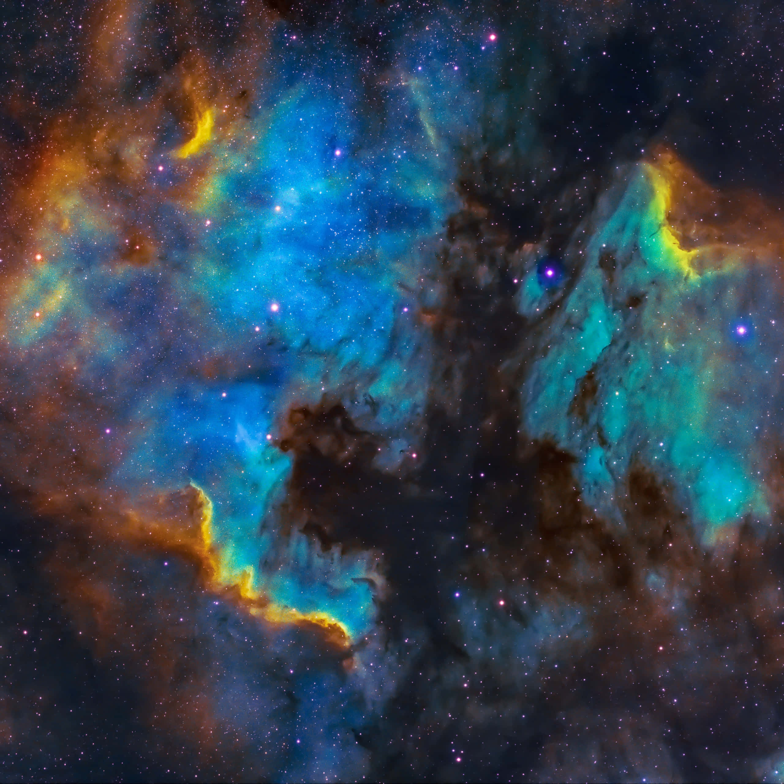 Green and Blue Galaxy, blue teal, fiery orange, 2K Desktop Wallpaper