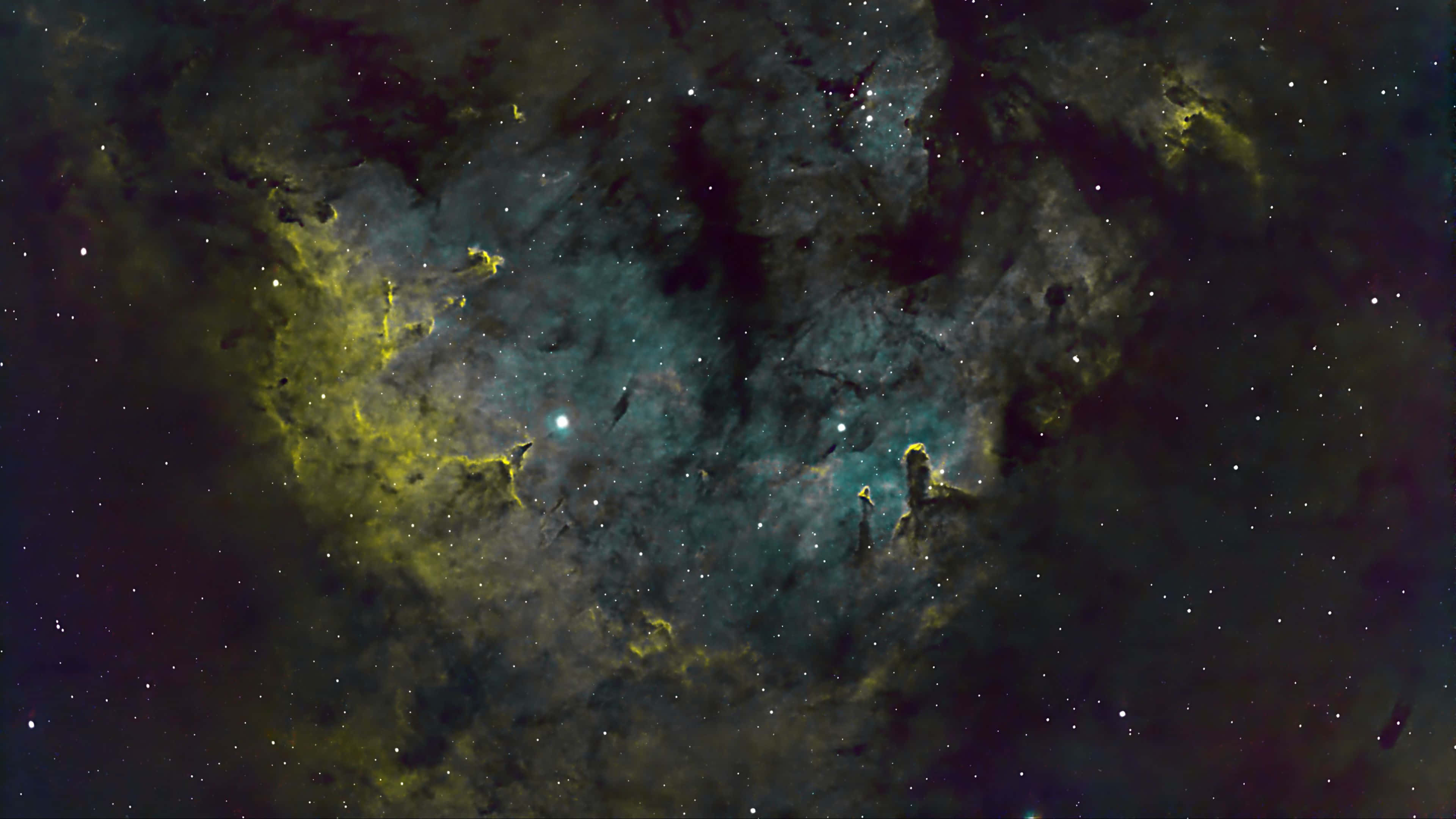 nebula, stars, glowing yellow, 4K Desktop Wallpaper