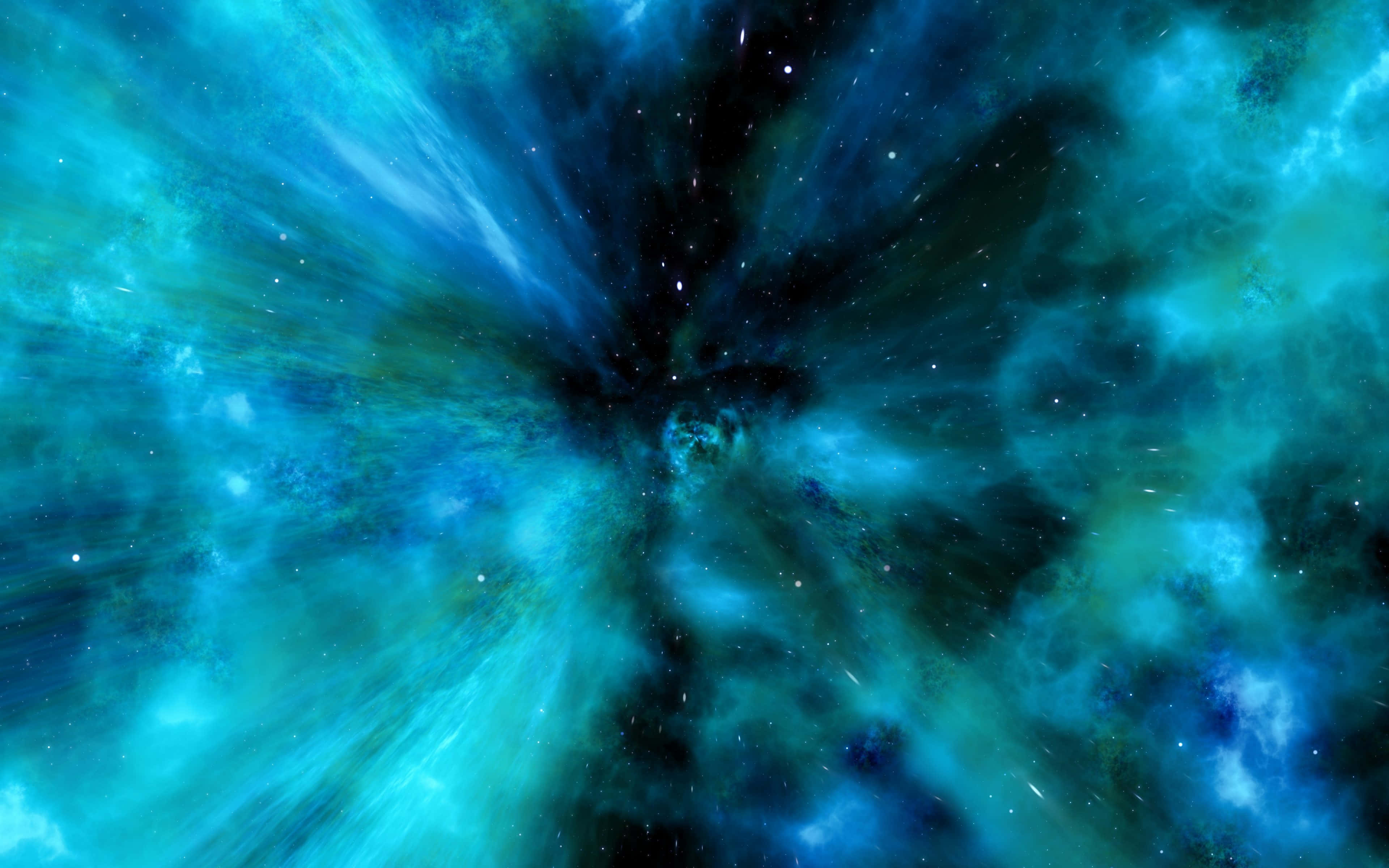 Green And Blue Galaxy, teal, deep blue, 4K Desktop Wallpaper