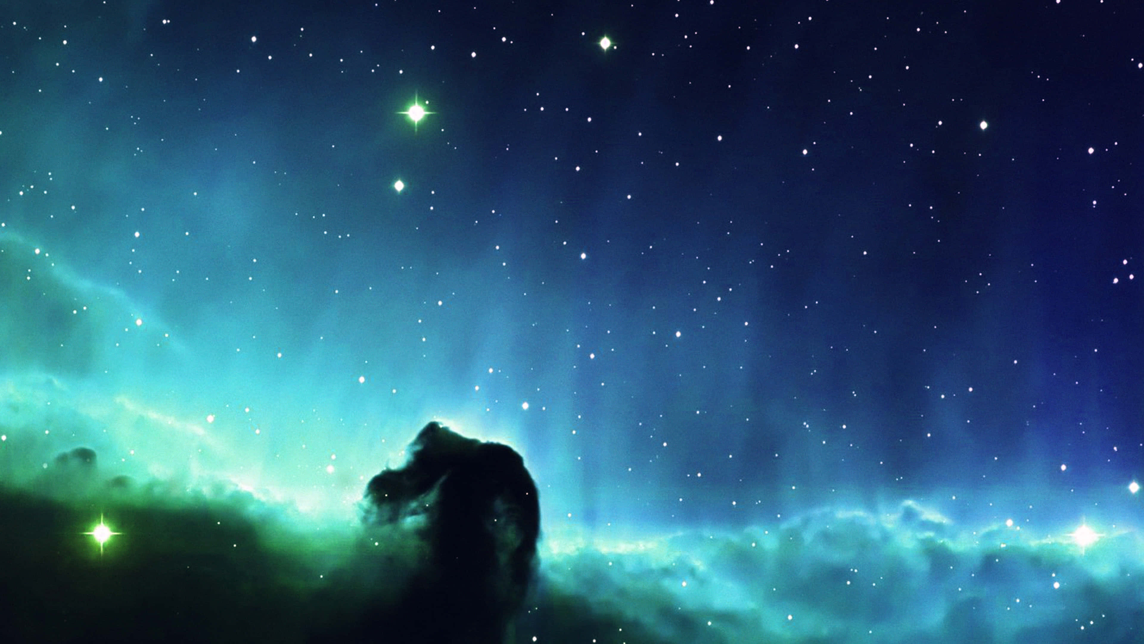 Green And Blue Galaxy, teal and blue nebula, vibrant teal, 4K Desktop Wallpaper