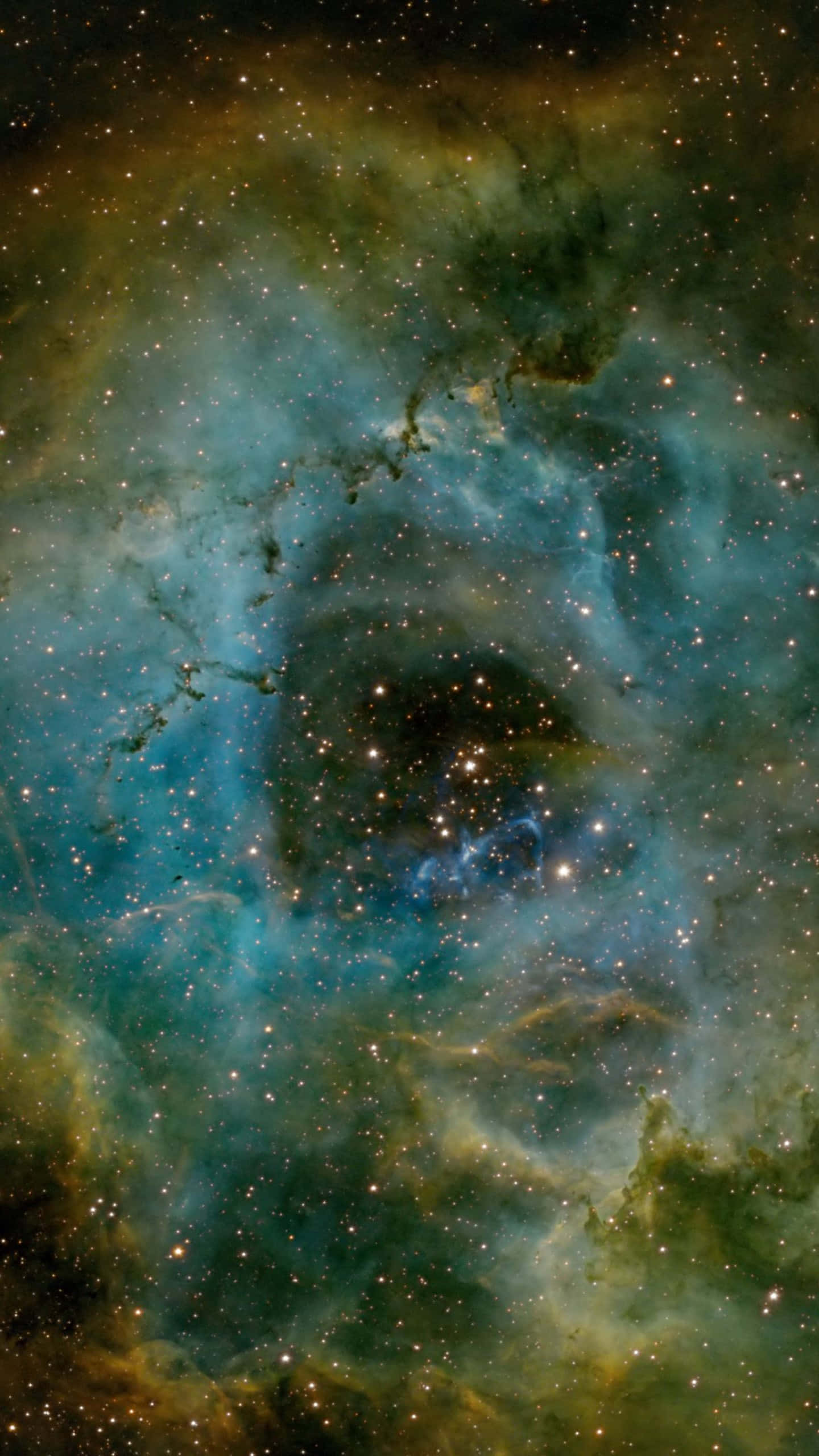Green And Blue Galaxy, teal, golden, 2K Phone Wallpaper