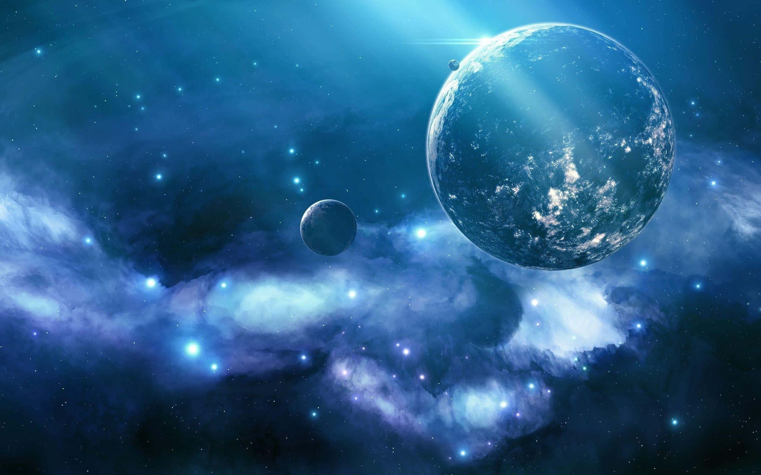 Green And Blue Galaxy, blue planet, swirling clouds, Full HD Desktop Wallpaper