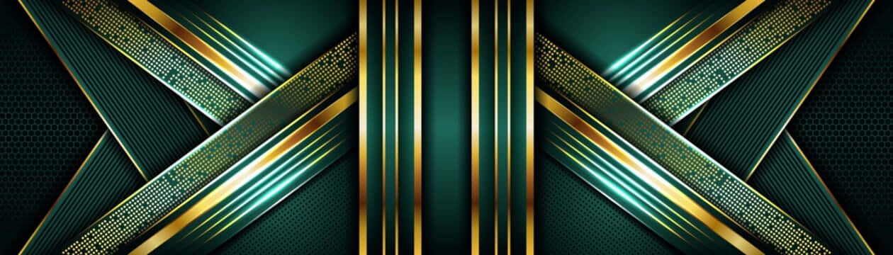 abstract green gold geometric design, glowing gold, teal, SD Desktop Wallpaper