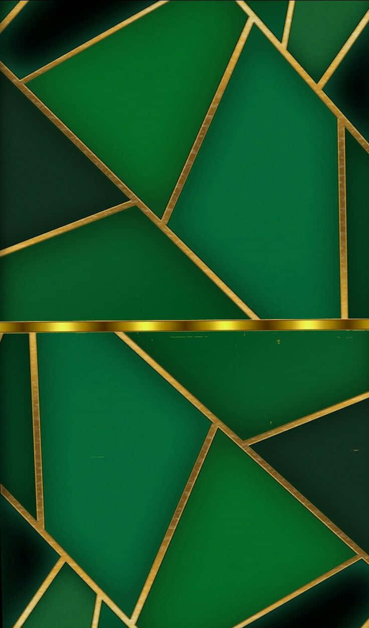 deep green panels, shimmering gold geometric lines, horizontal gold band, SD Phone Wallpaper