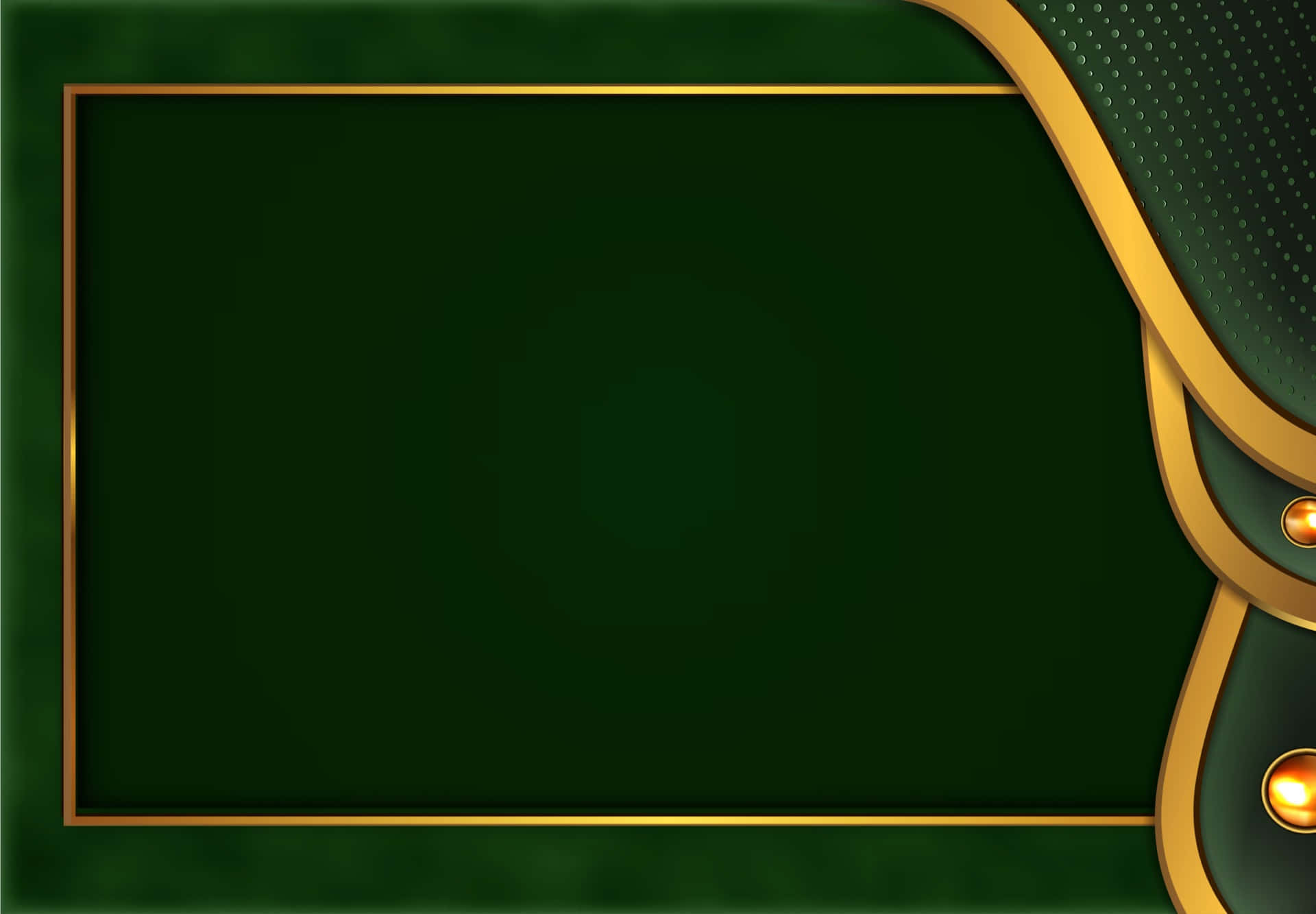 dark green velvet background, ornate golden borders, glowing accents, Full HD Desktop Wallpaper