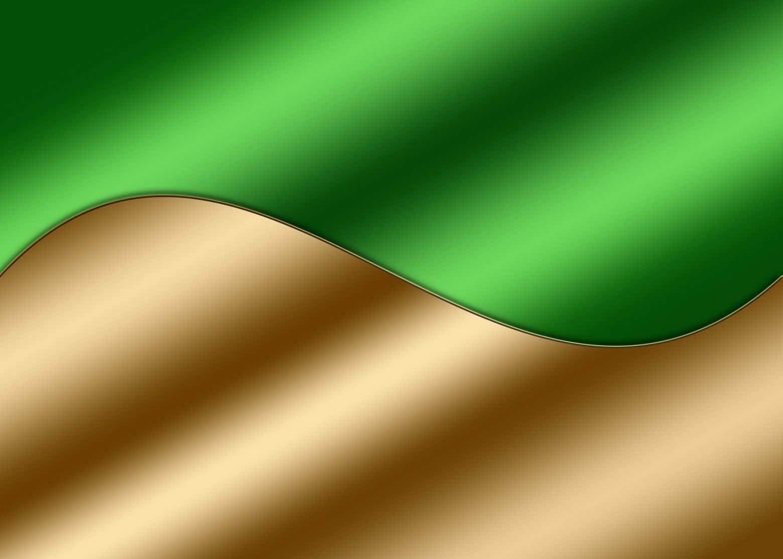 abstract green wave, gold background, vibrant green fabric, HD Desktop Wallpaper