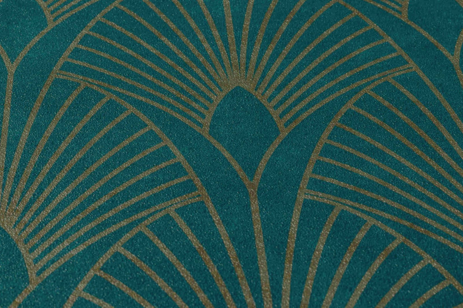 Green Gold Art Deco Pattern, teal velvet, gold geometric fan patterns, HD Desktop Wallpaper