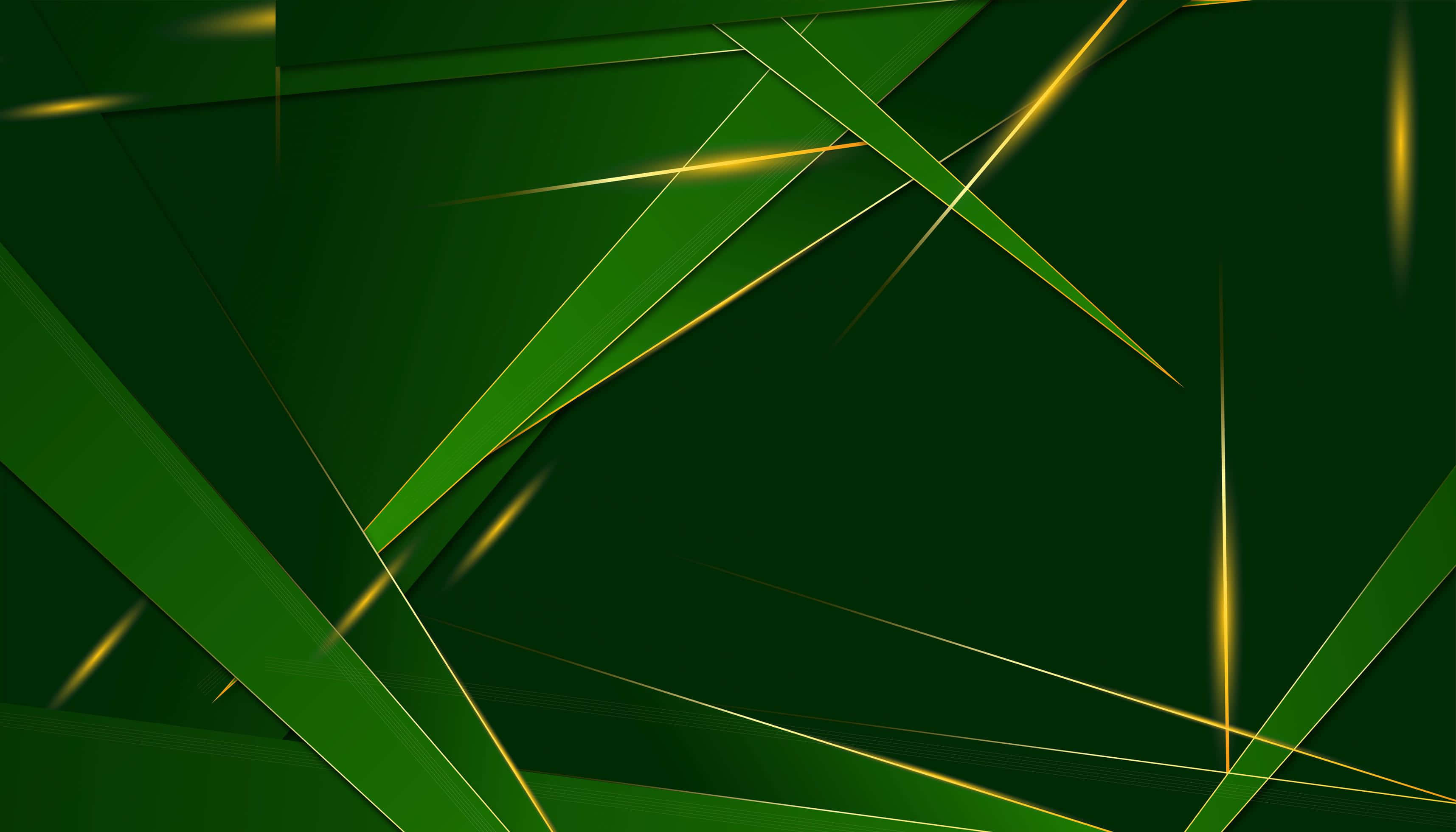 abstract greenand gold design, geometric green and gold lines, modern digital art composition, 2K Desktop Wallpaper