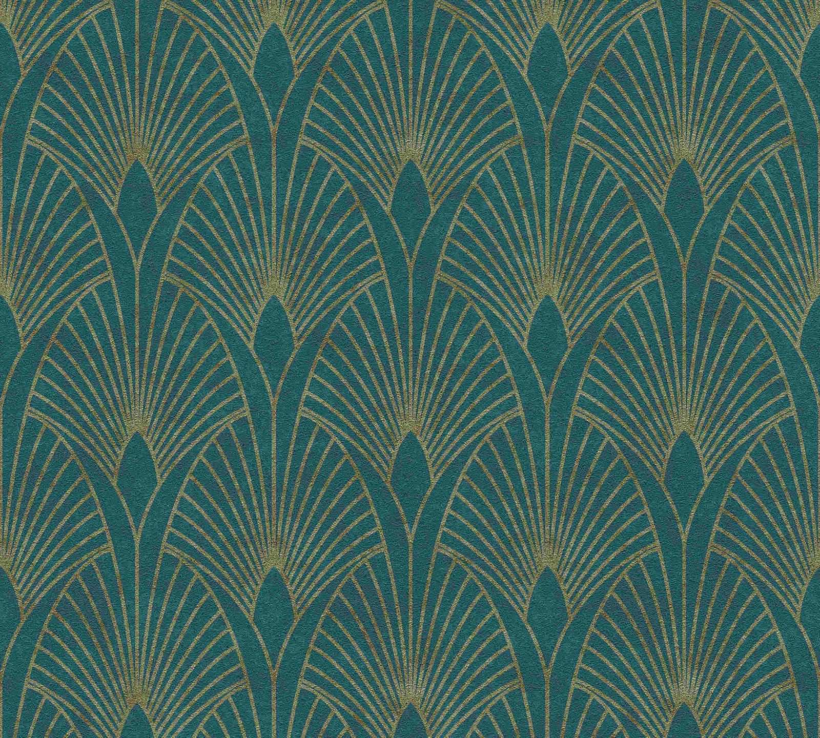 Art Deco, teal, gold, HD Desktop Wallpaper