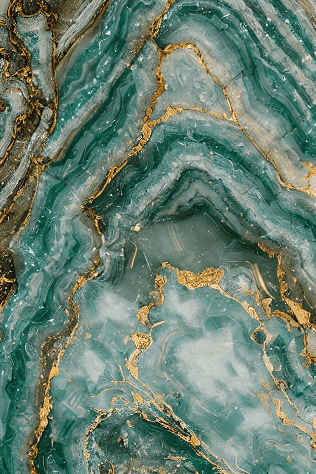 green marble, gold veins, silver veins, HD Phone Wallpaper