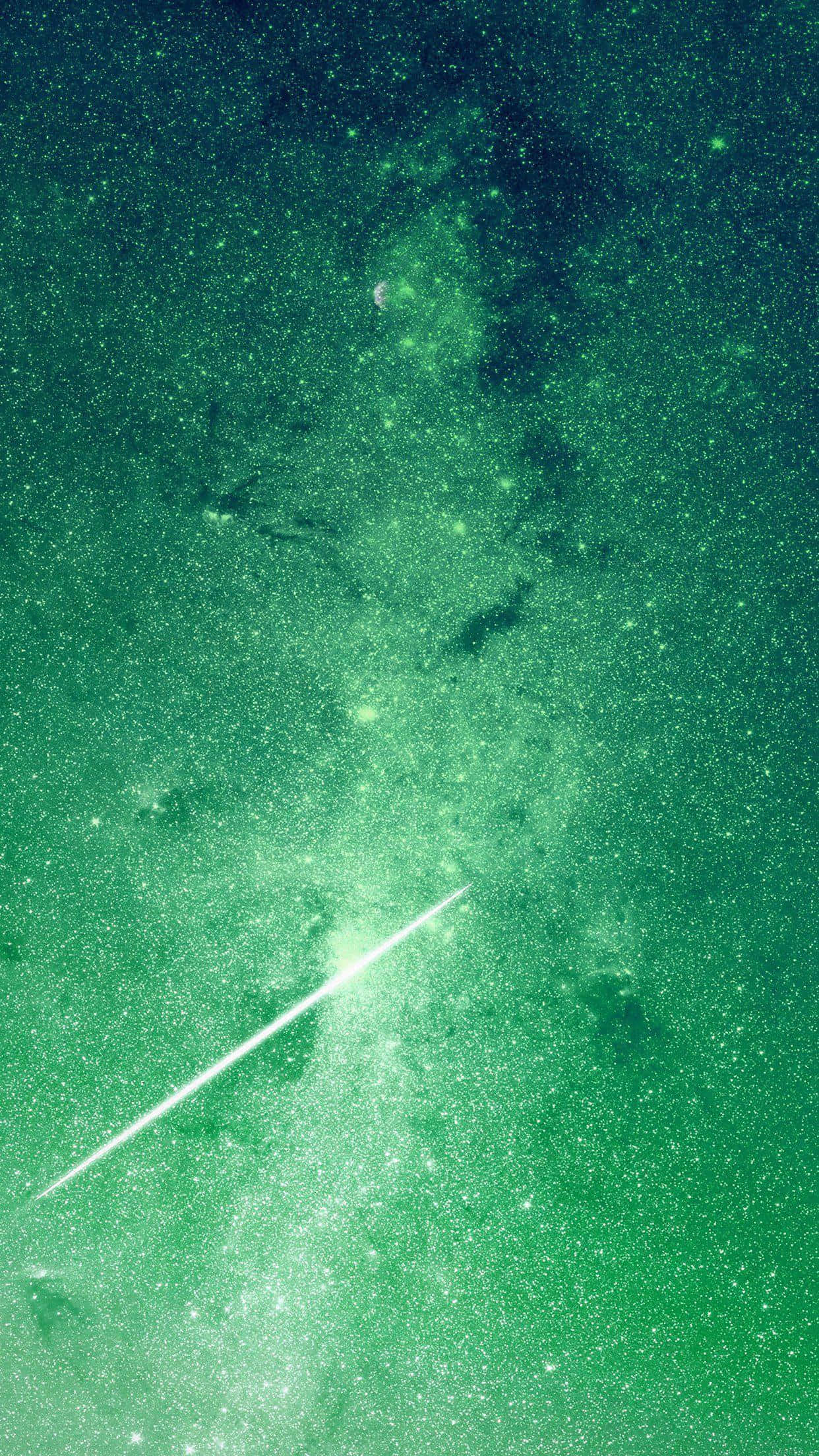 Green Galaxy, luminous green cosmic nebula, stars, Full HD Phone Wallpaper