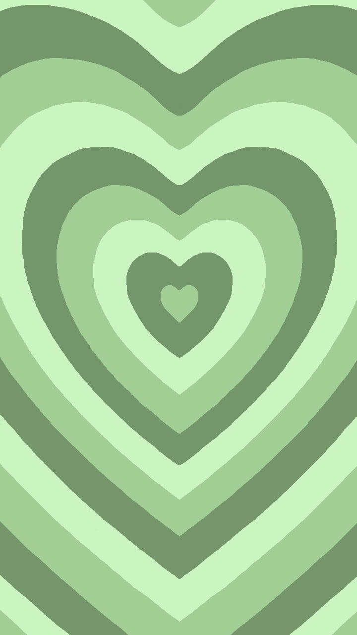 Super Light Green Layered Heart, nested hearts, varying shades of green, HD Phone Wallpaper