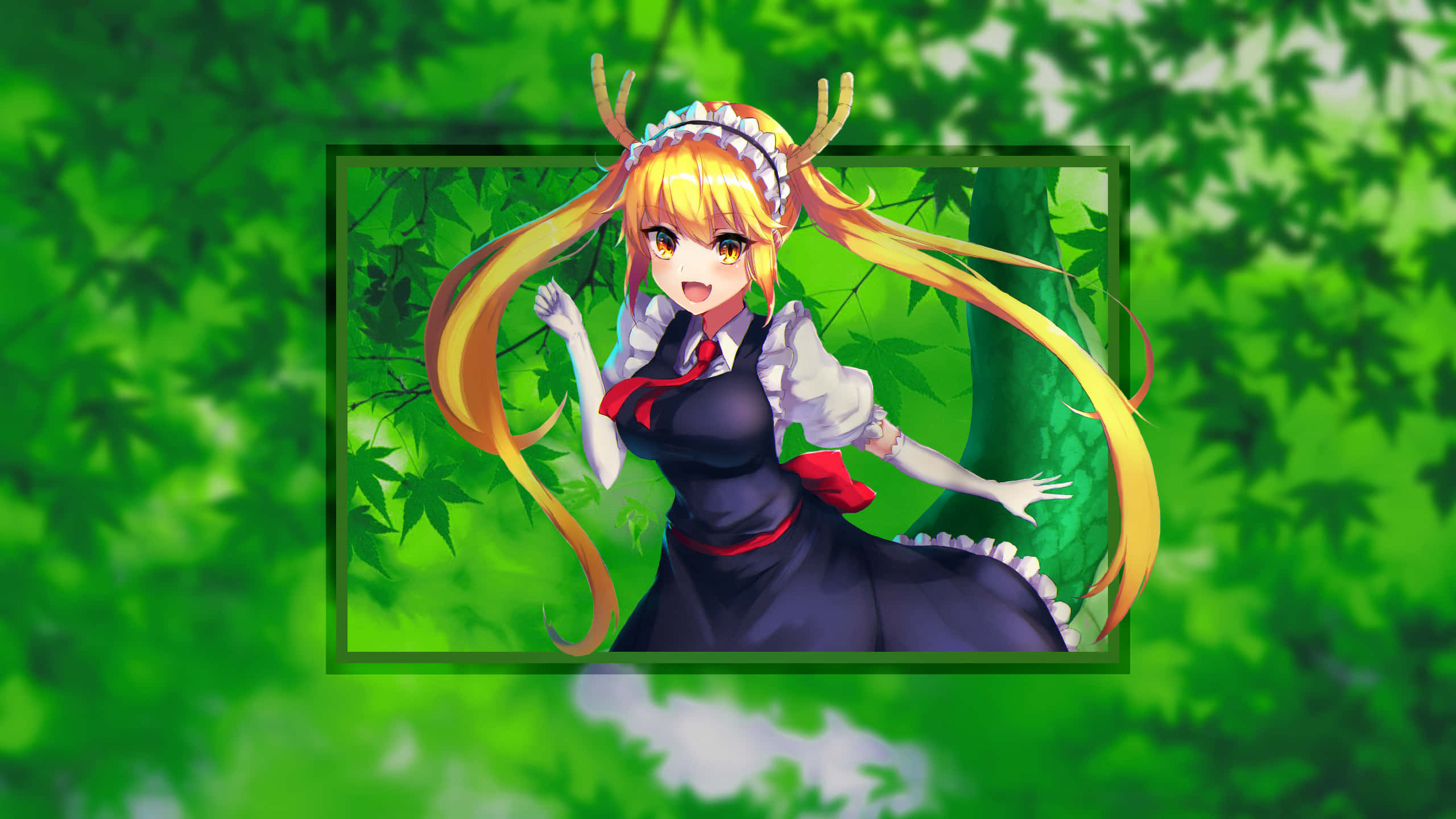 anime girl, golden hair, deer antlers, 2K Desktop Wallpaper