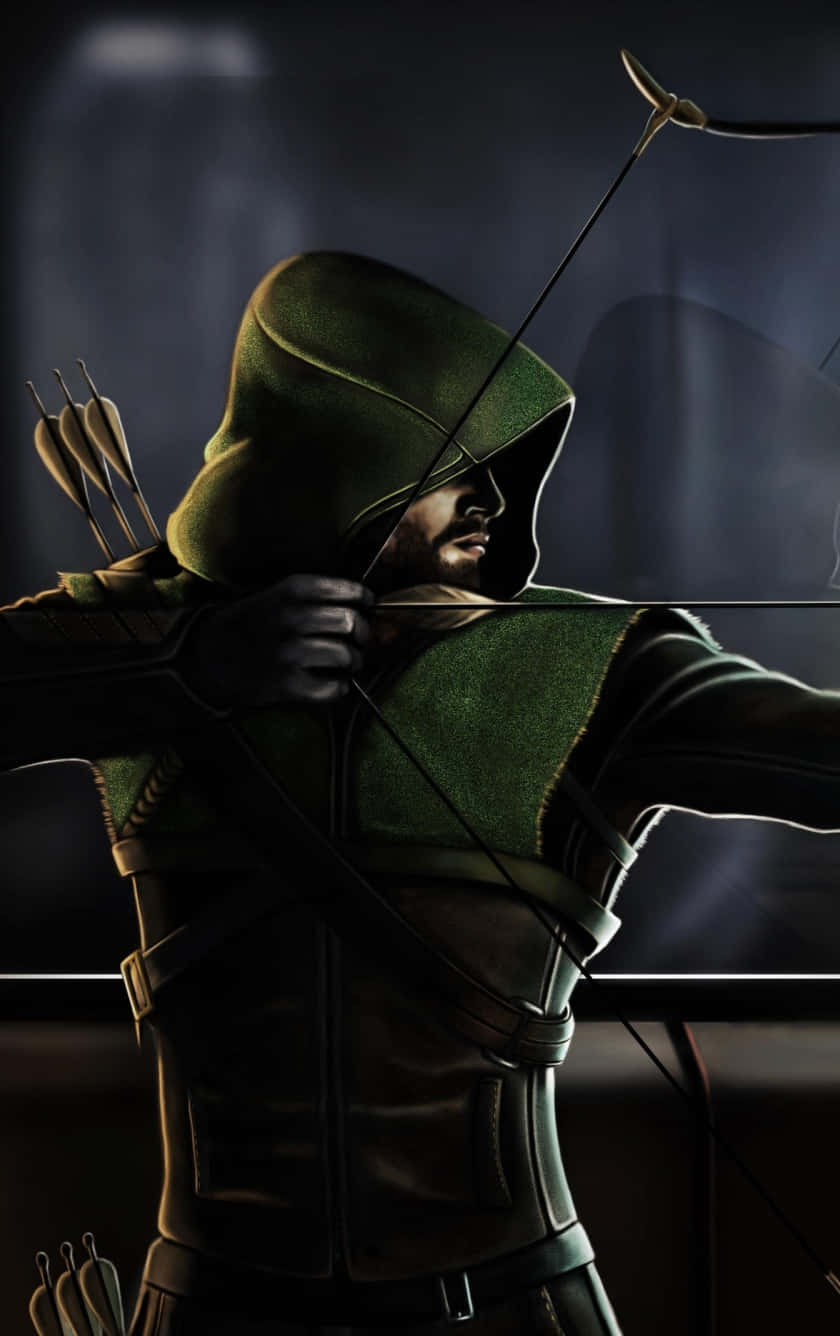 Green Arrow, iPhone, hooded archer, HD Phone Wallpaper