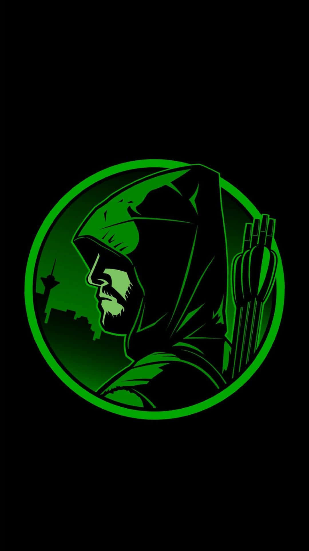 Green Arrow, iPhone, hooded silhouette, Full HD Phone Wallpaper