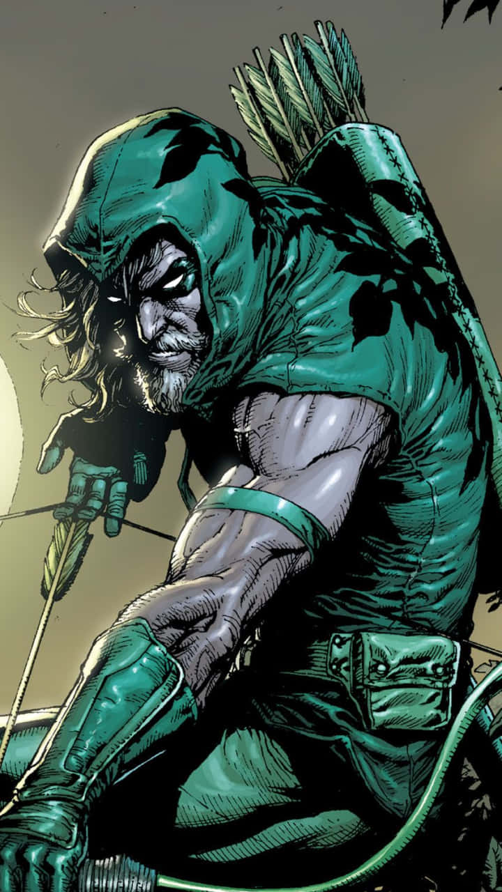 Green Arrow, teal gear, hooded archer, HD Phone Wallpaper