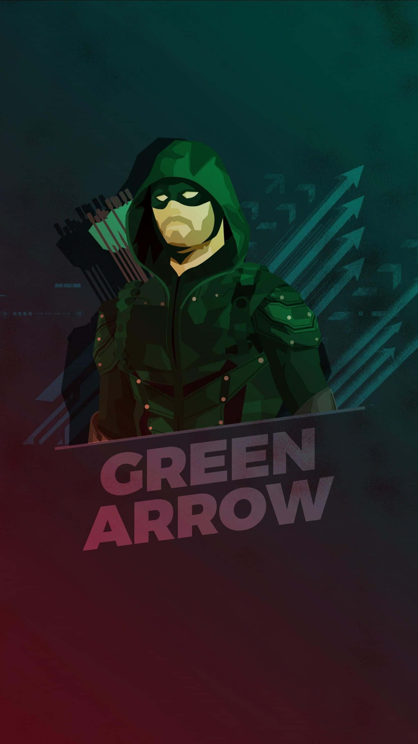 Green Arrow, iPhone, dark gradient background, 2K Phone Wallpaper