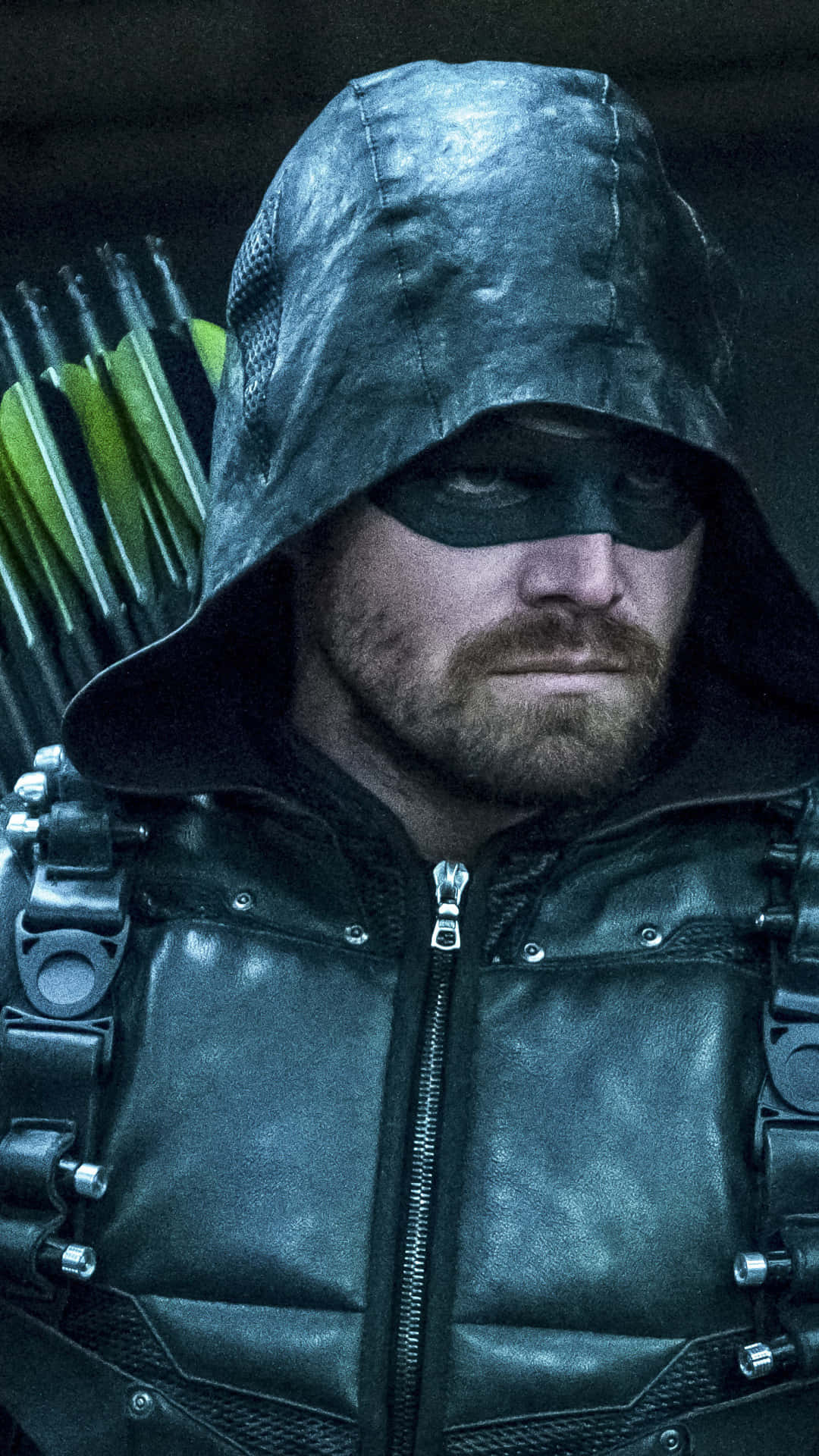 Green Arrow, hooded archer, quiver of arrows, Full HD Phone Wallpaper
