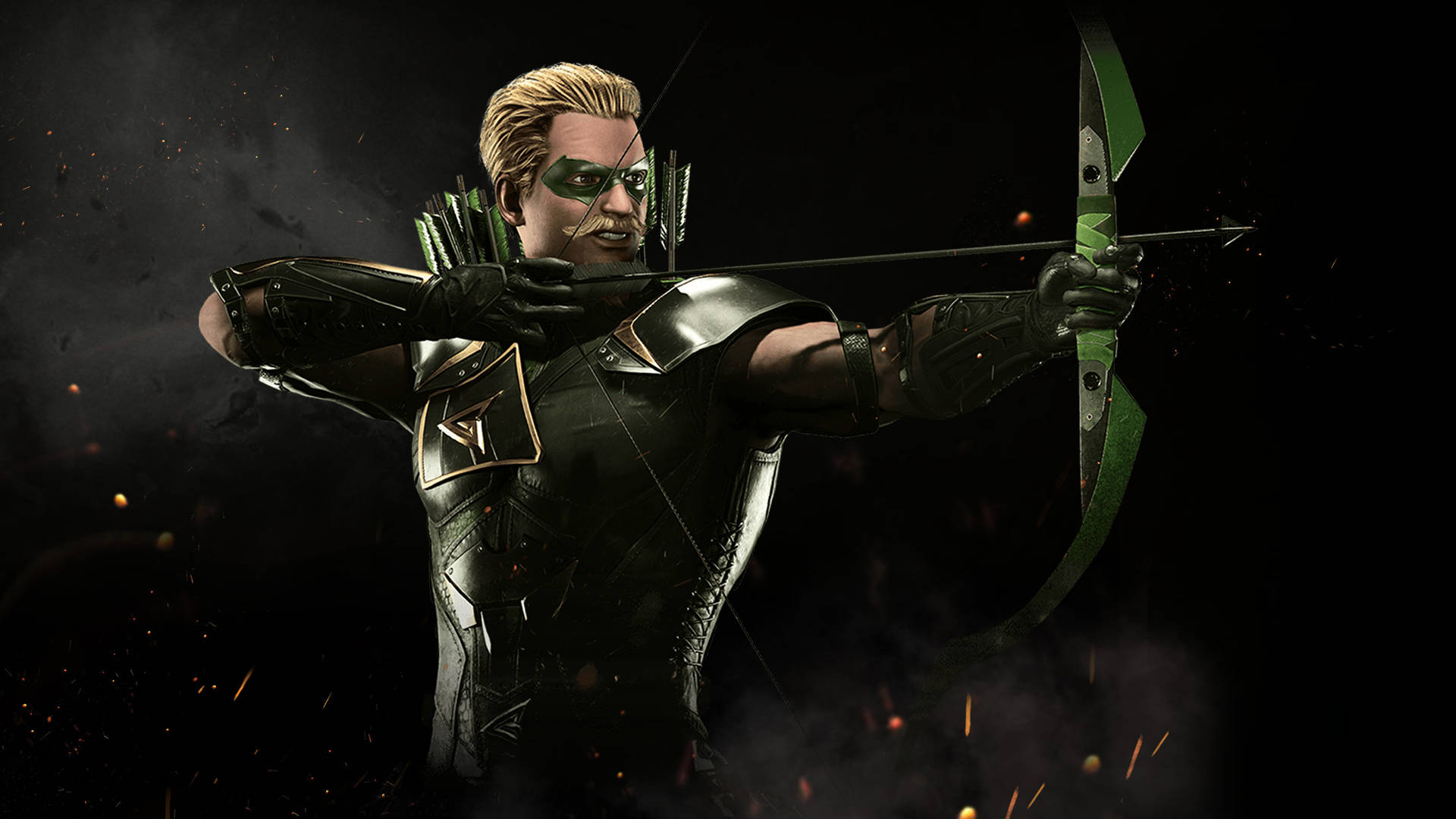 Green Arrow, black armor, green mask, Full HD Desktop Wallpaper