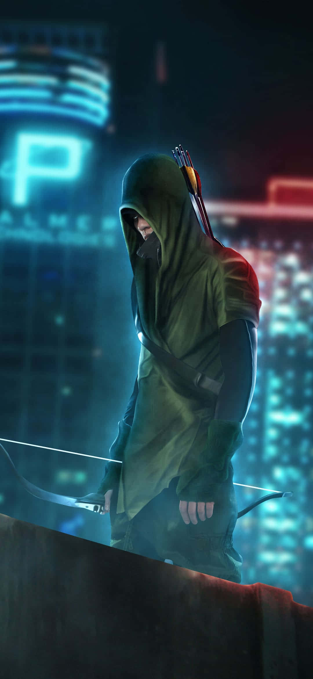Green Arrow, iPhone, hooded archer, Full HD Phone Wallpaper