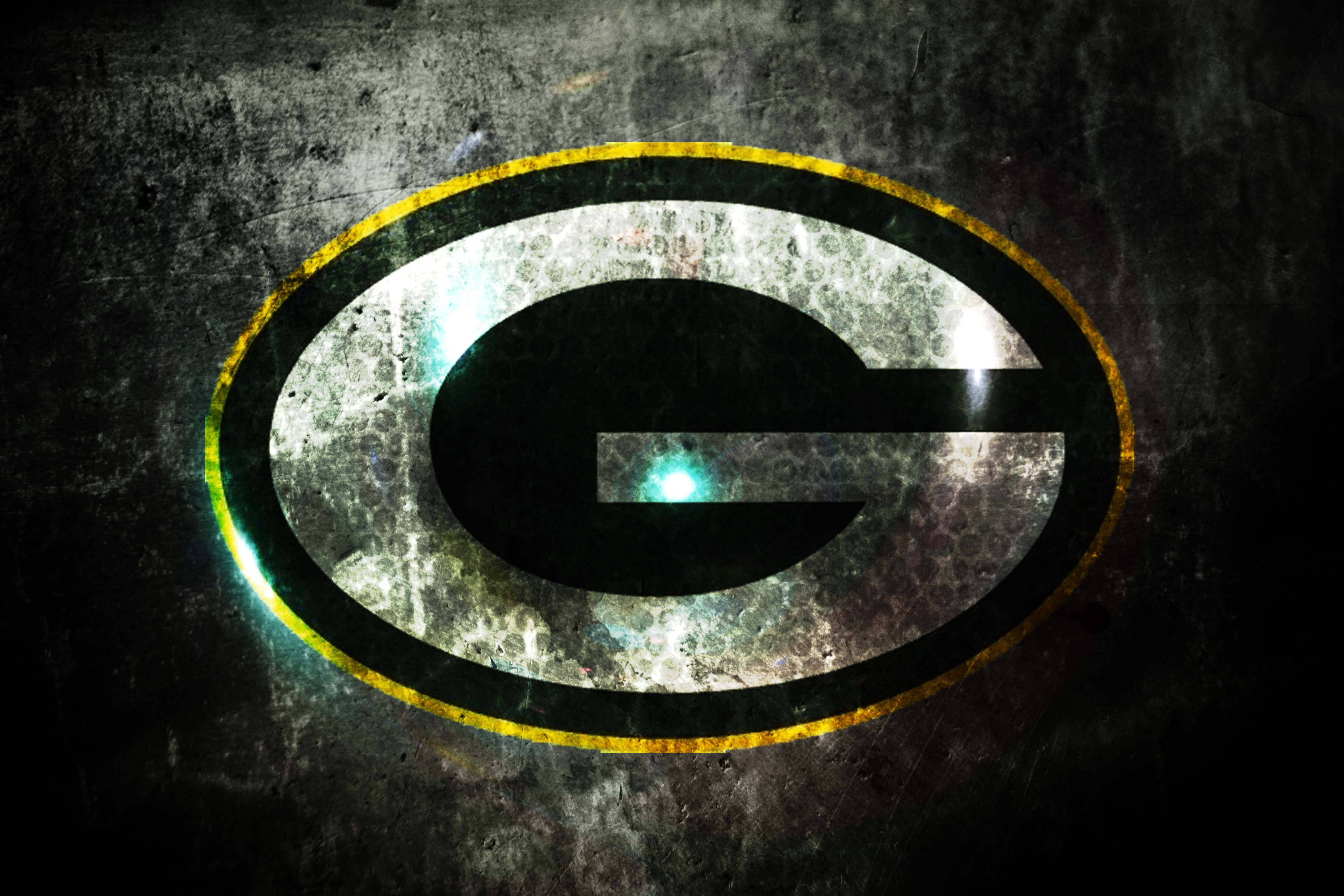 Green Bay Packers, neon green, glossy grunge, 4K Desktop Wallpaper