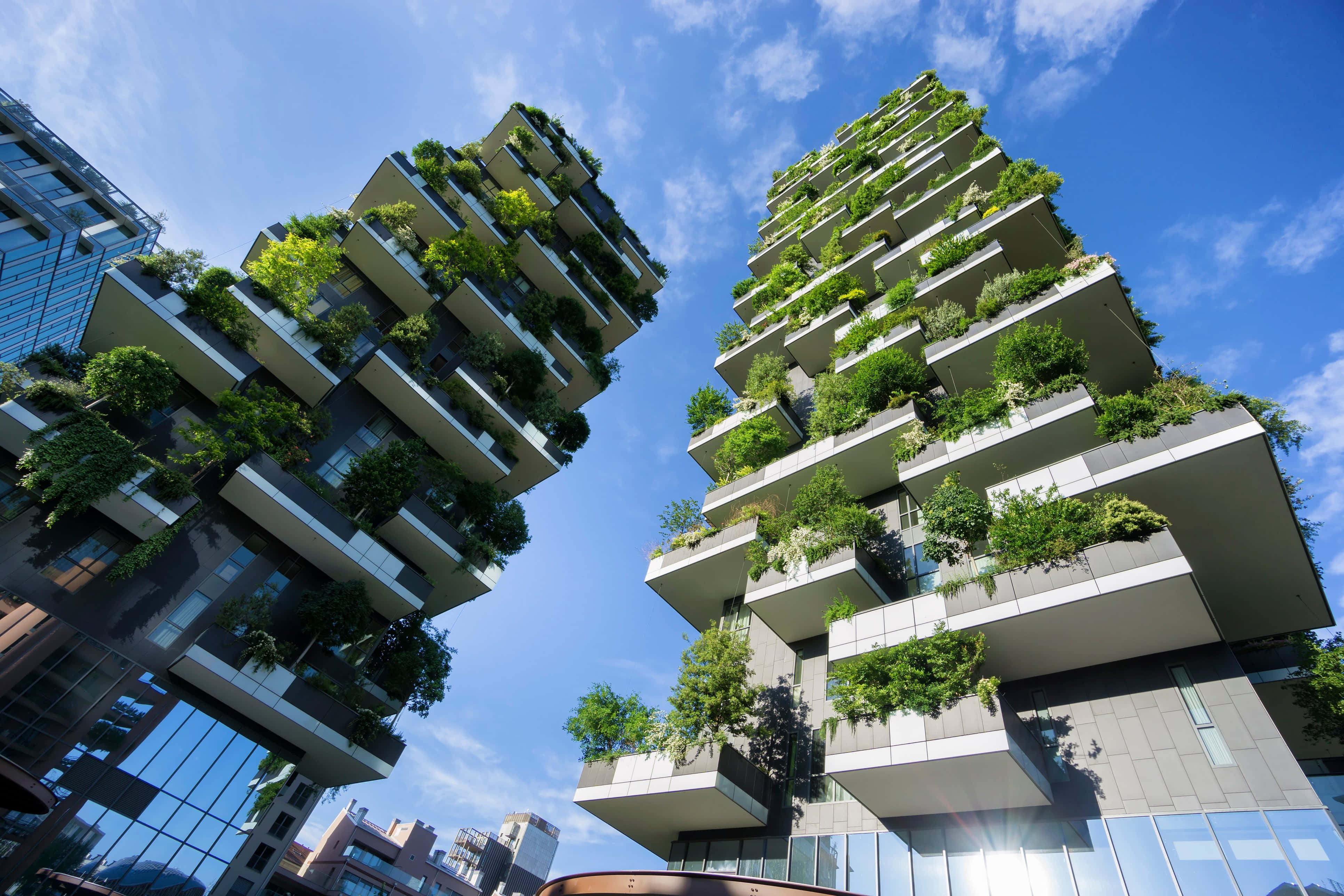 green buildings, vertical gardens, modern skyscrapers, 4K Desktop Wallpaper