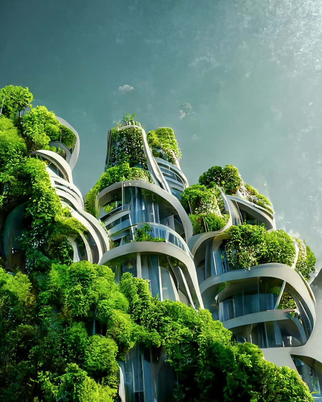 Green Buildings, futuristic skyscrapers, lush greenery, HD Phone Wallpaper