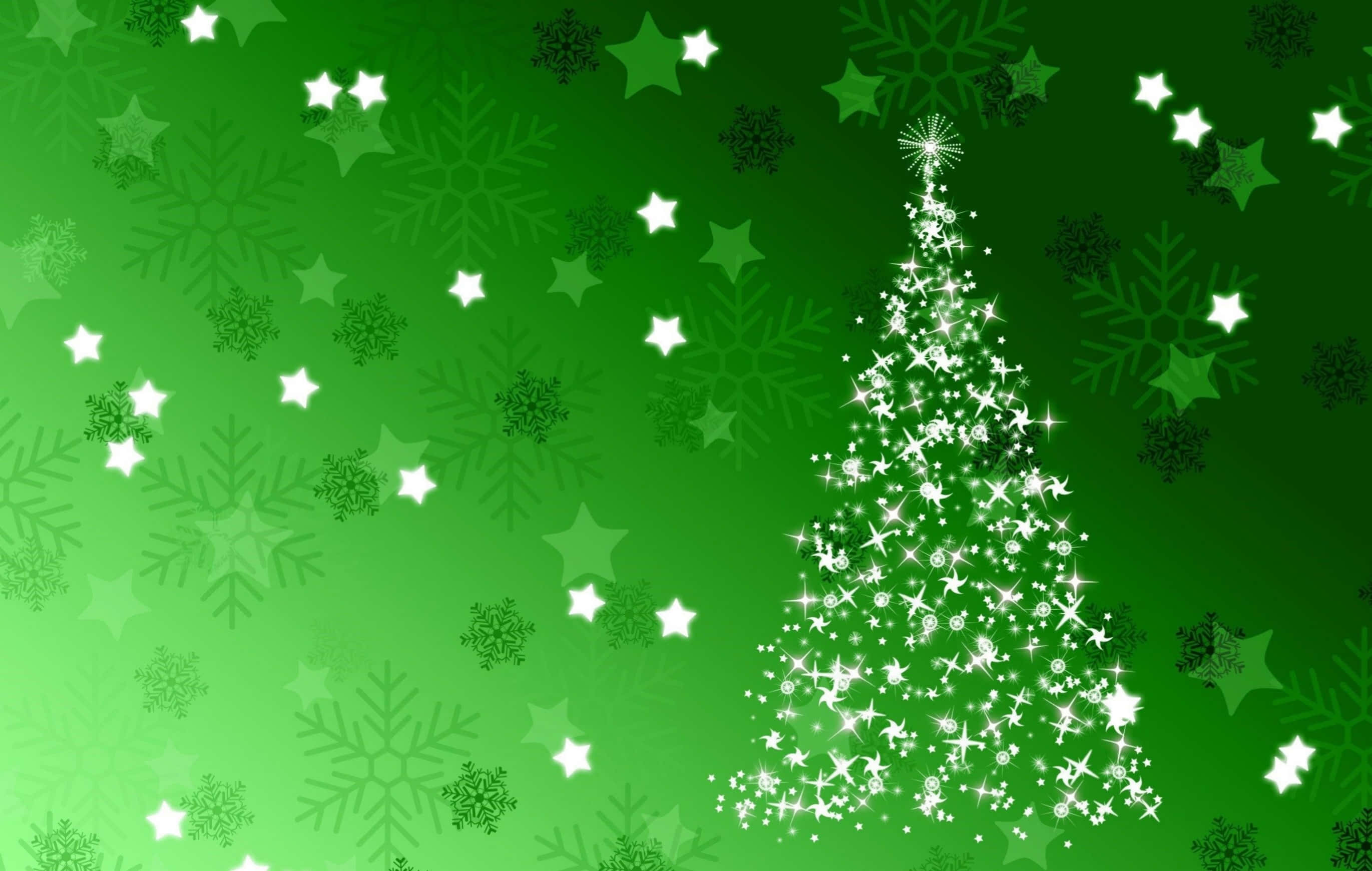 Green Christmas, Christmas tree, stars, 2K Desktop Wallpaper