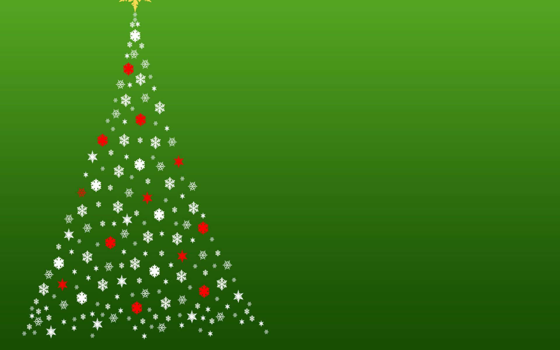 Christmas tree, white snowflakes, red ornaments, Full HD Desktop Wallpaper