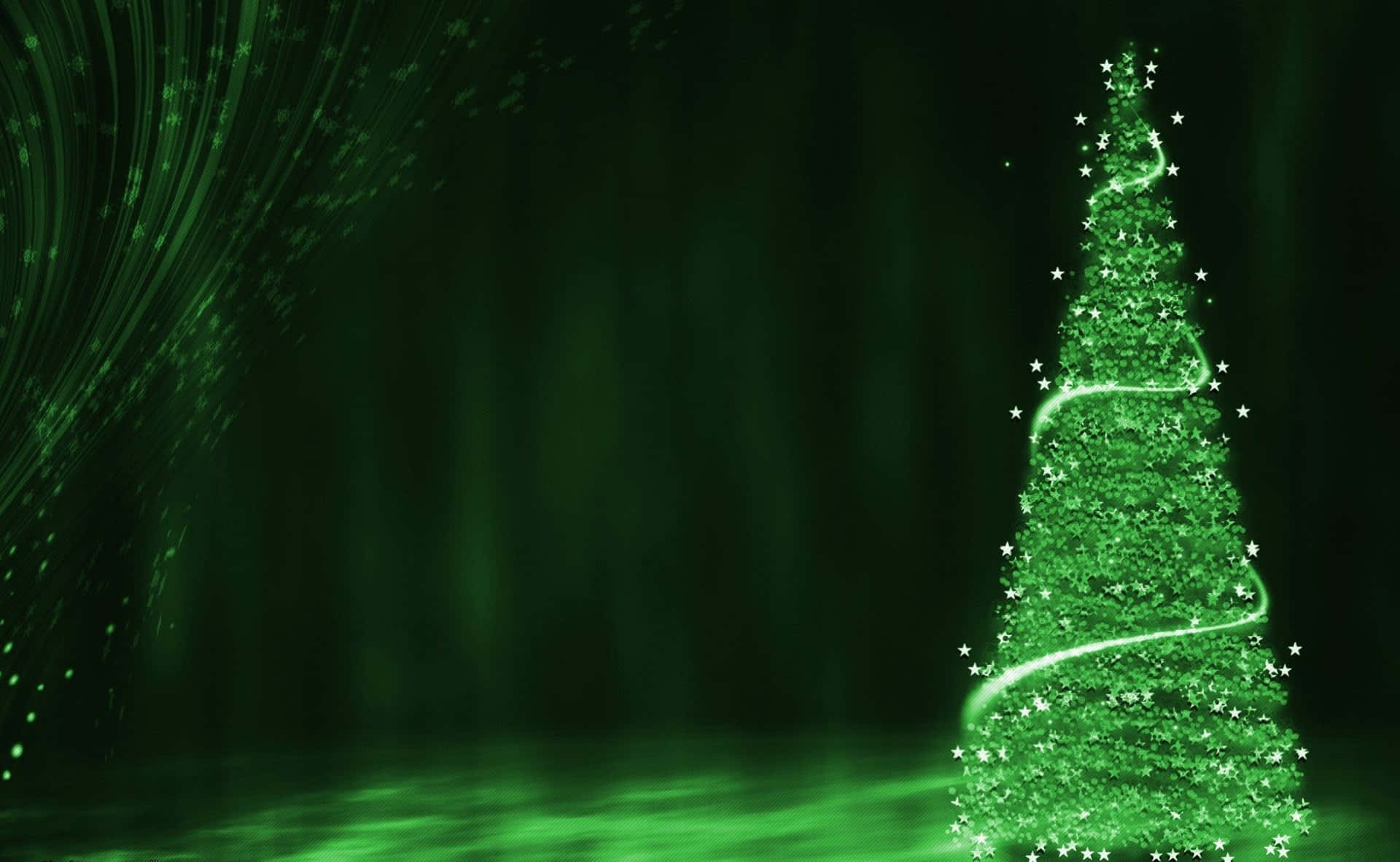 green christmas, glowing green Christmas tree, sparkling stars, Full HD Desktop Wallpaper