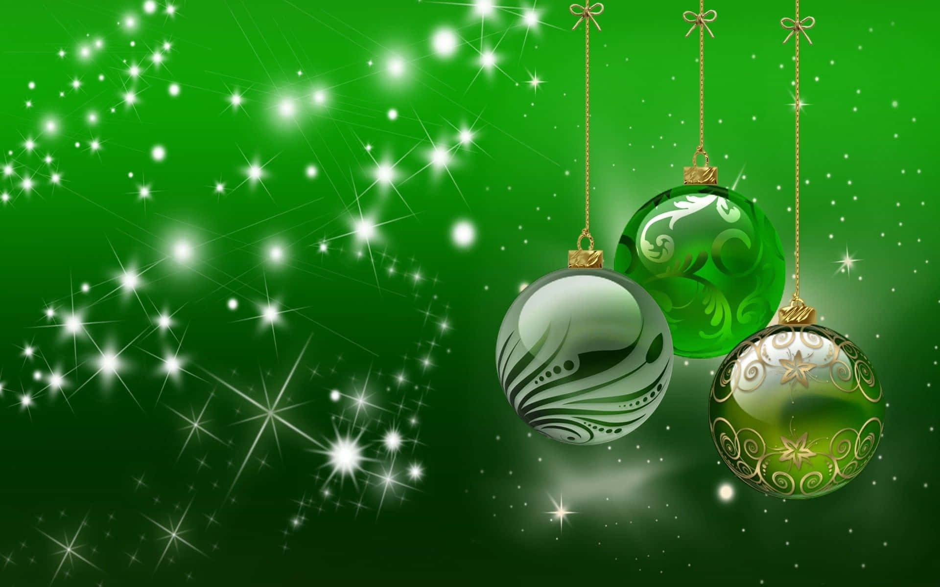 Green Christmas, Christmas ornaments, swirling patterns, Full HD Desktop Wallpaper
