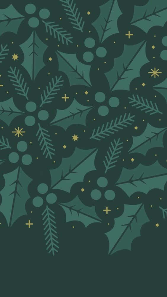 Dark Green, holly leaves, berries, SD Phone Wallpaper