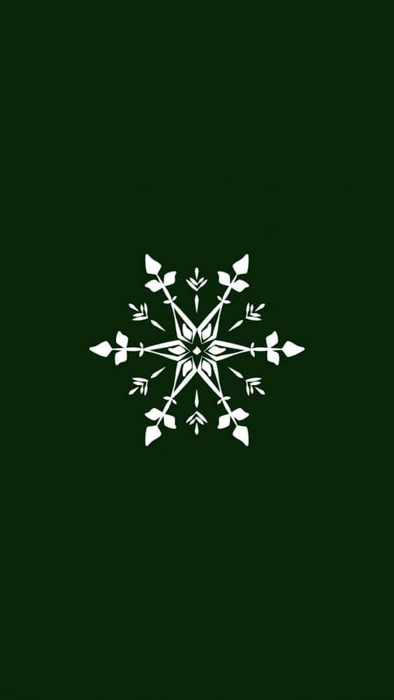 Snowflake, dark green, white, SD Phone Wallpaper