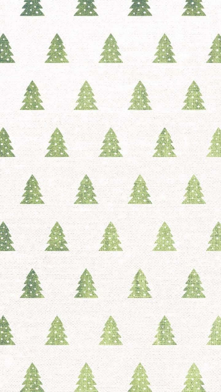 Green Christmas Tree Pattern, green glittery pine trees, textured off-white fabric background, HD Phone Wallpaper